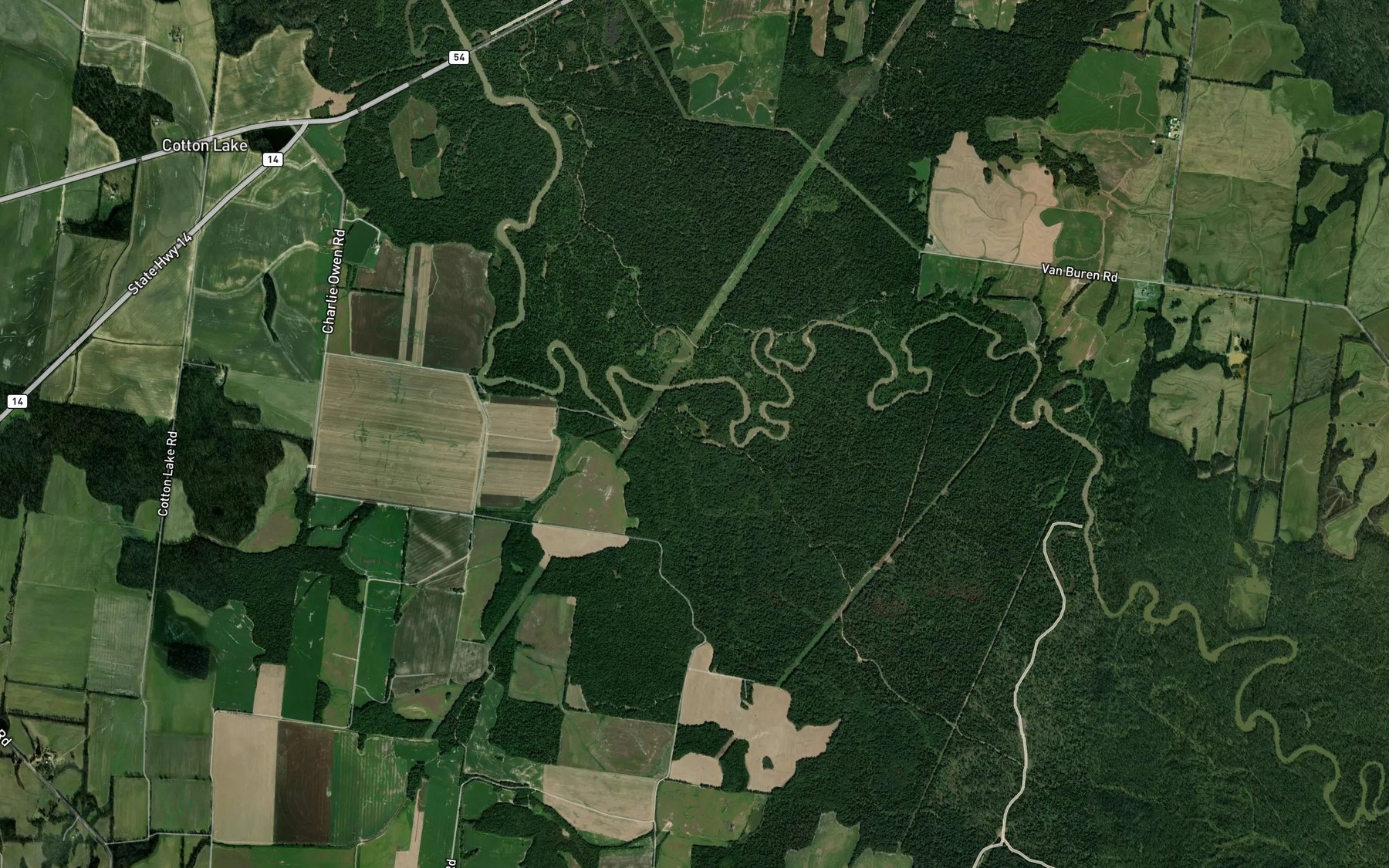 Satellite map of the Round Hole Lake