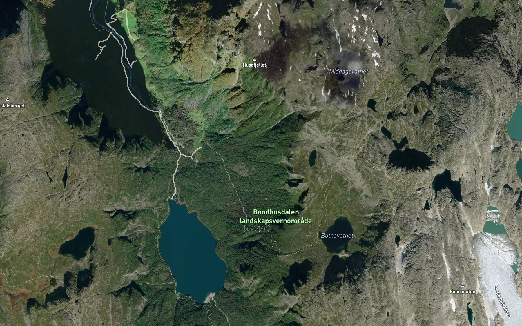 Satellite map of the Kaljefossbekken