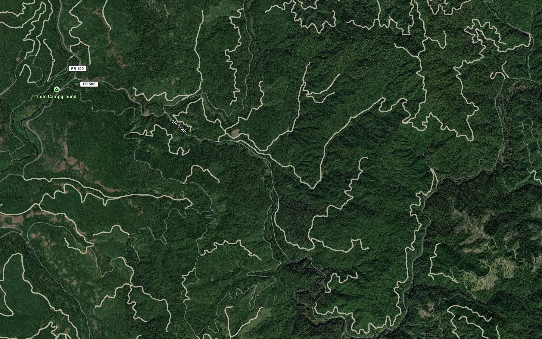 Satellite map of the Eva Creek