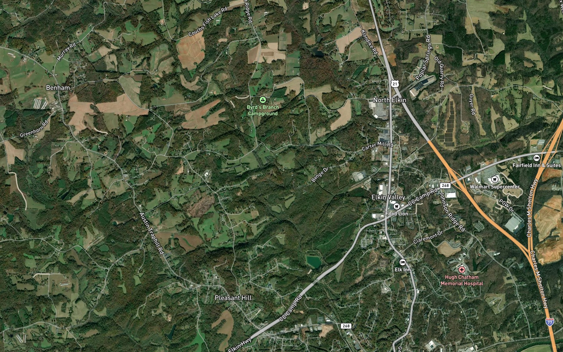 Satellite map of the Grassy Creek