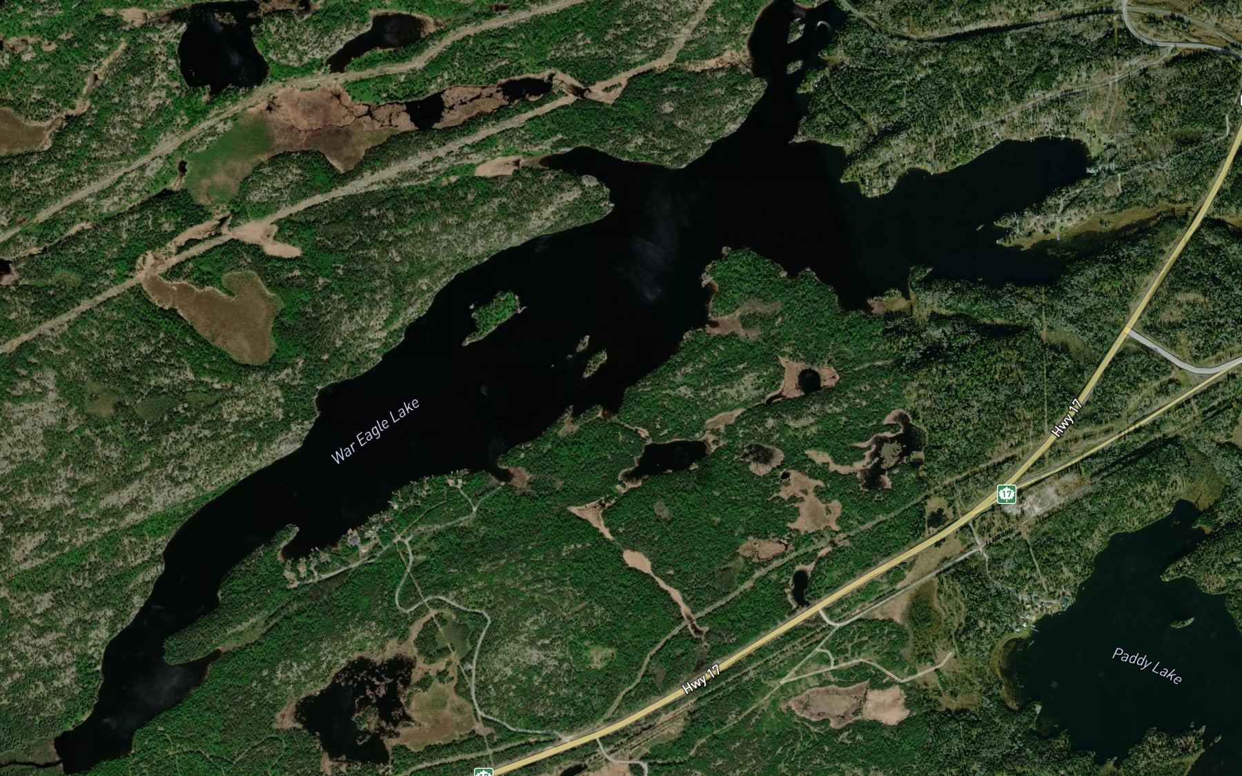 Satellite map of the War Eagle Lake