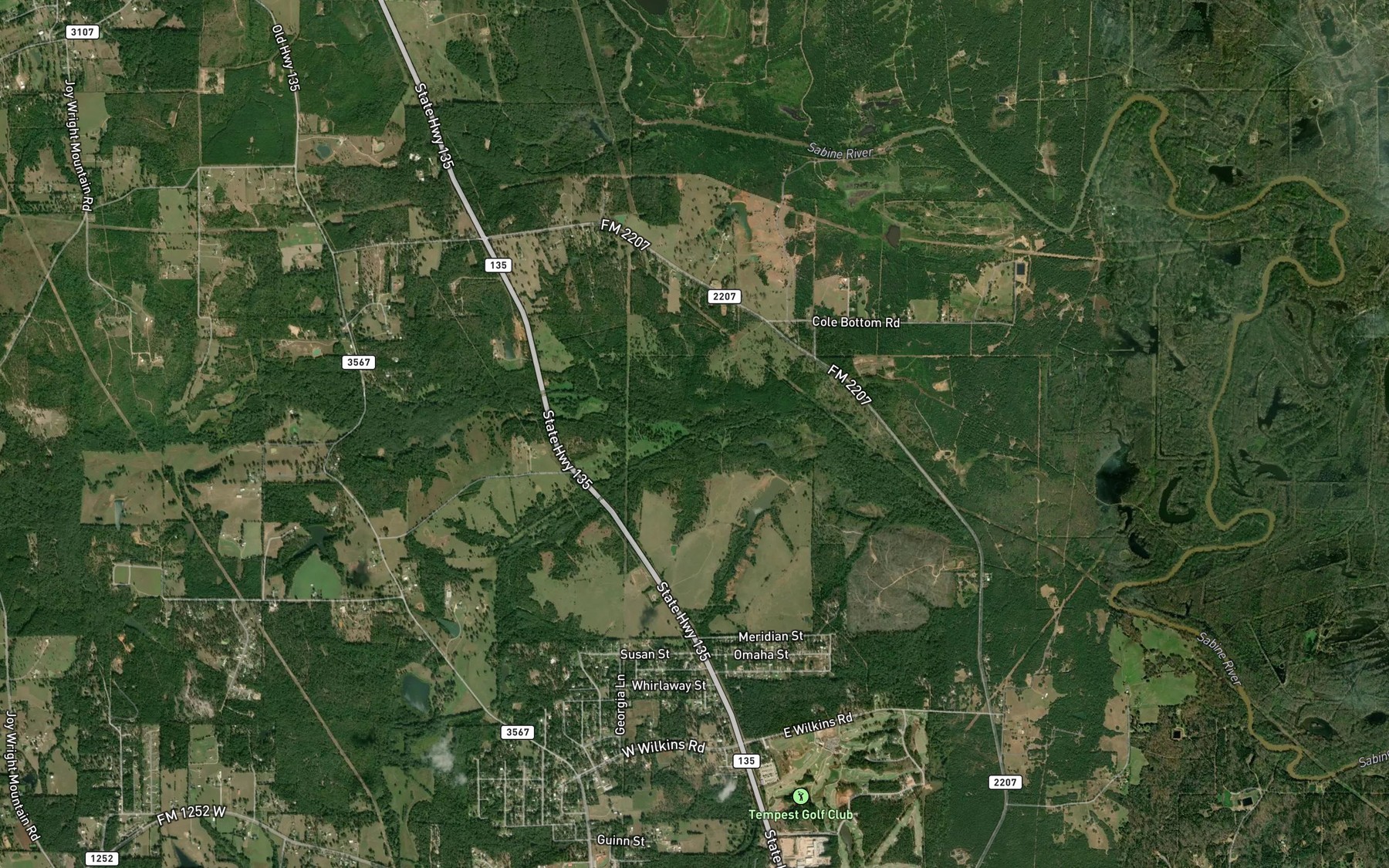 Satellite map of the Little Caney Creek