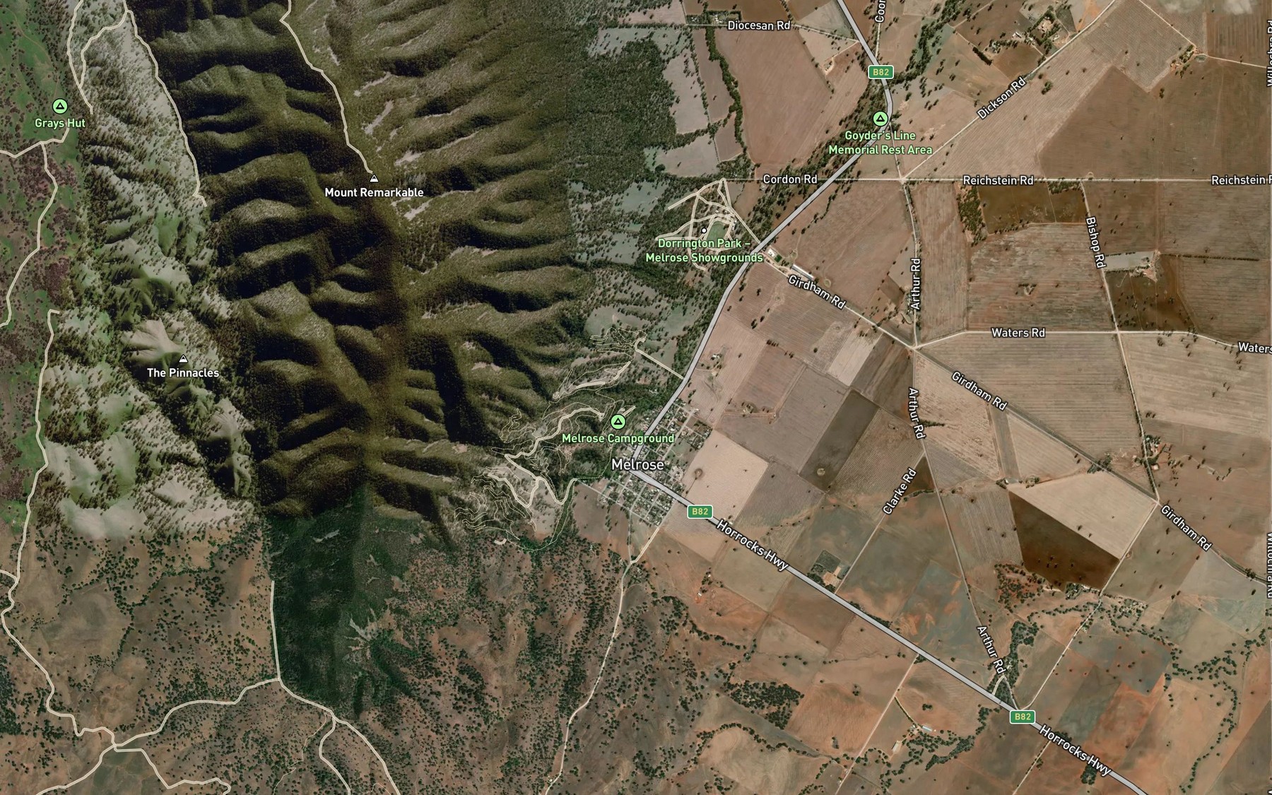 Satellite map of the Willochra Creek
