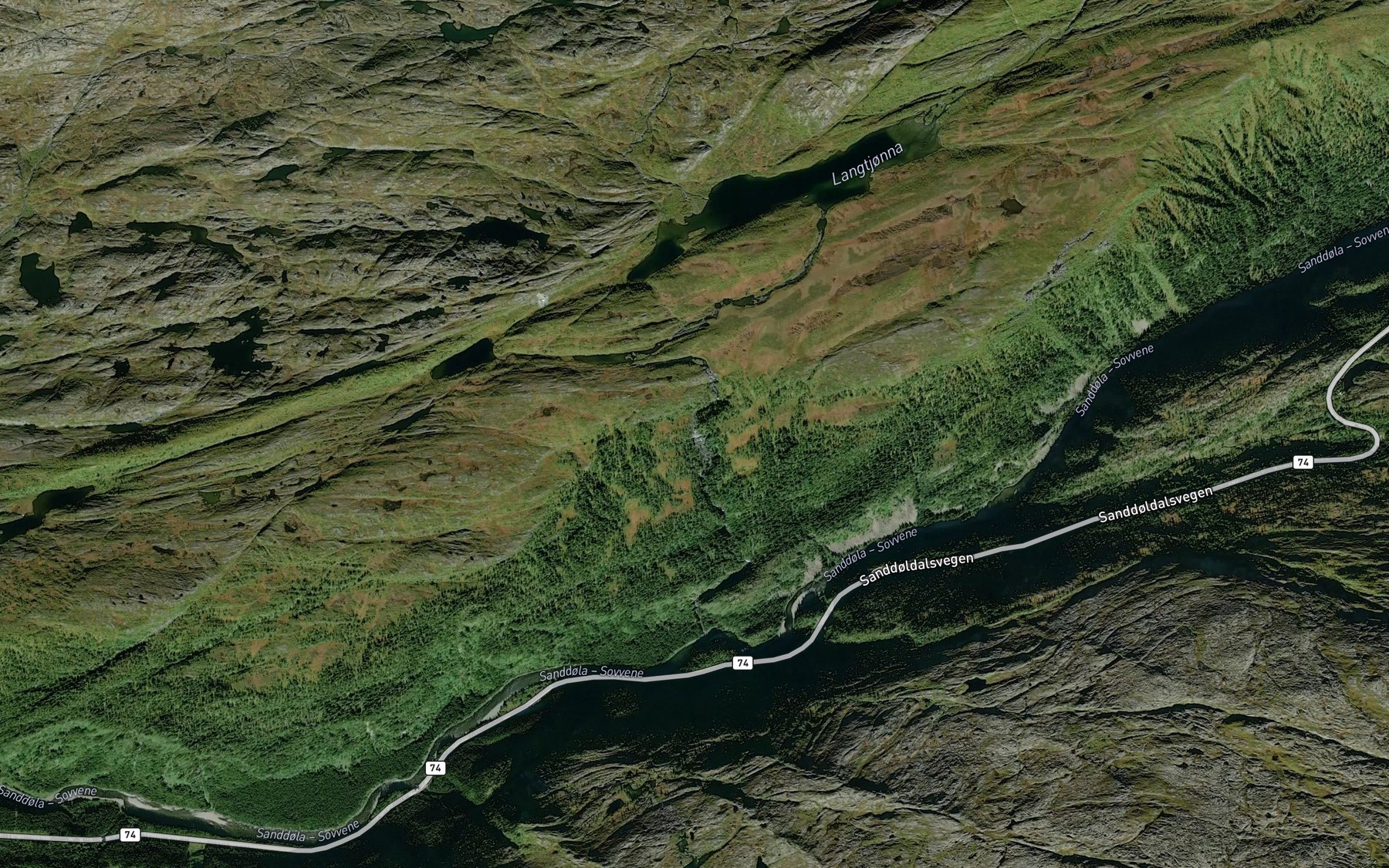 Satellite map of the Langtjonnelva