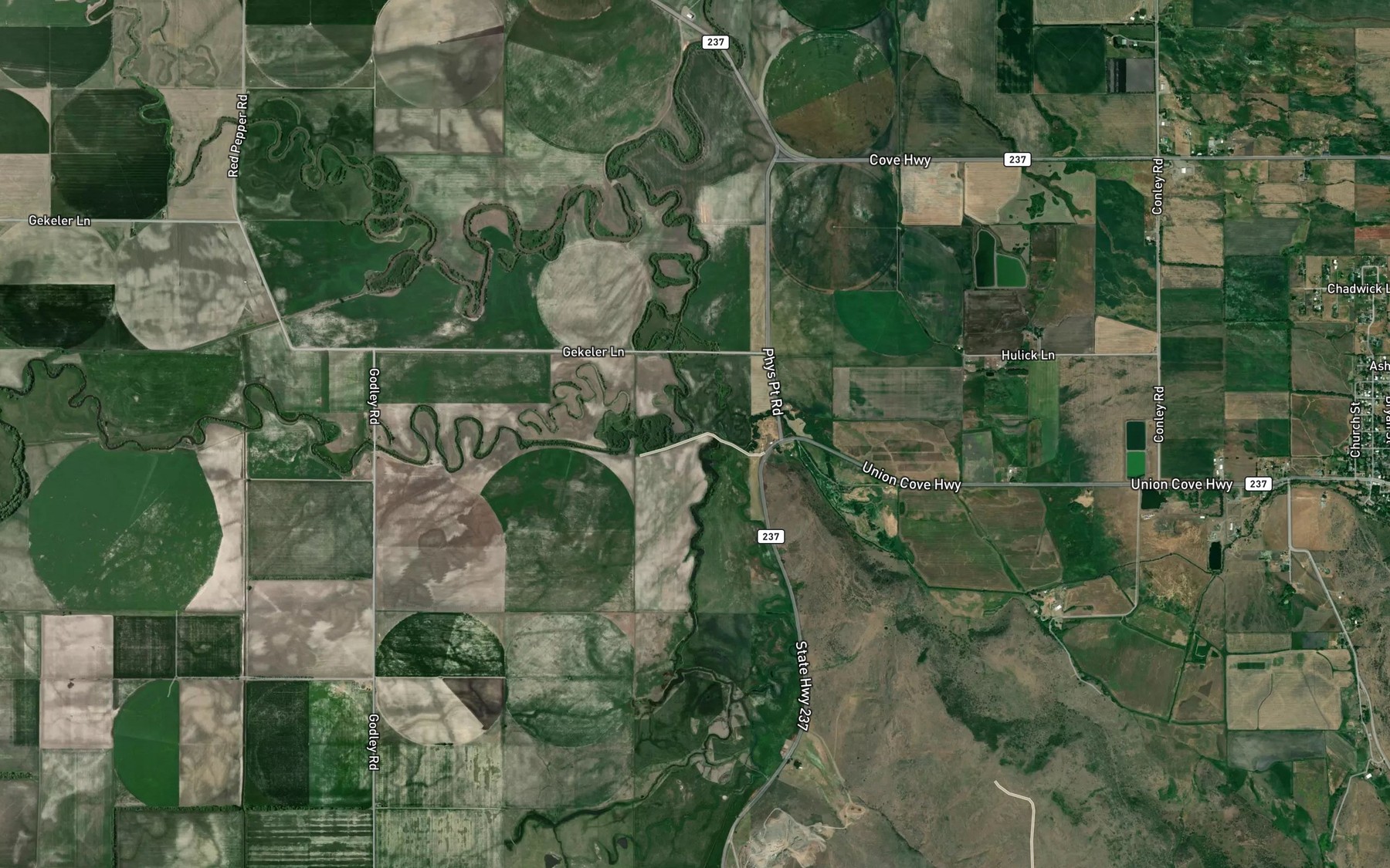 Satellite map of the Mill Creek