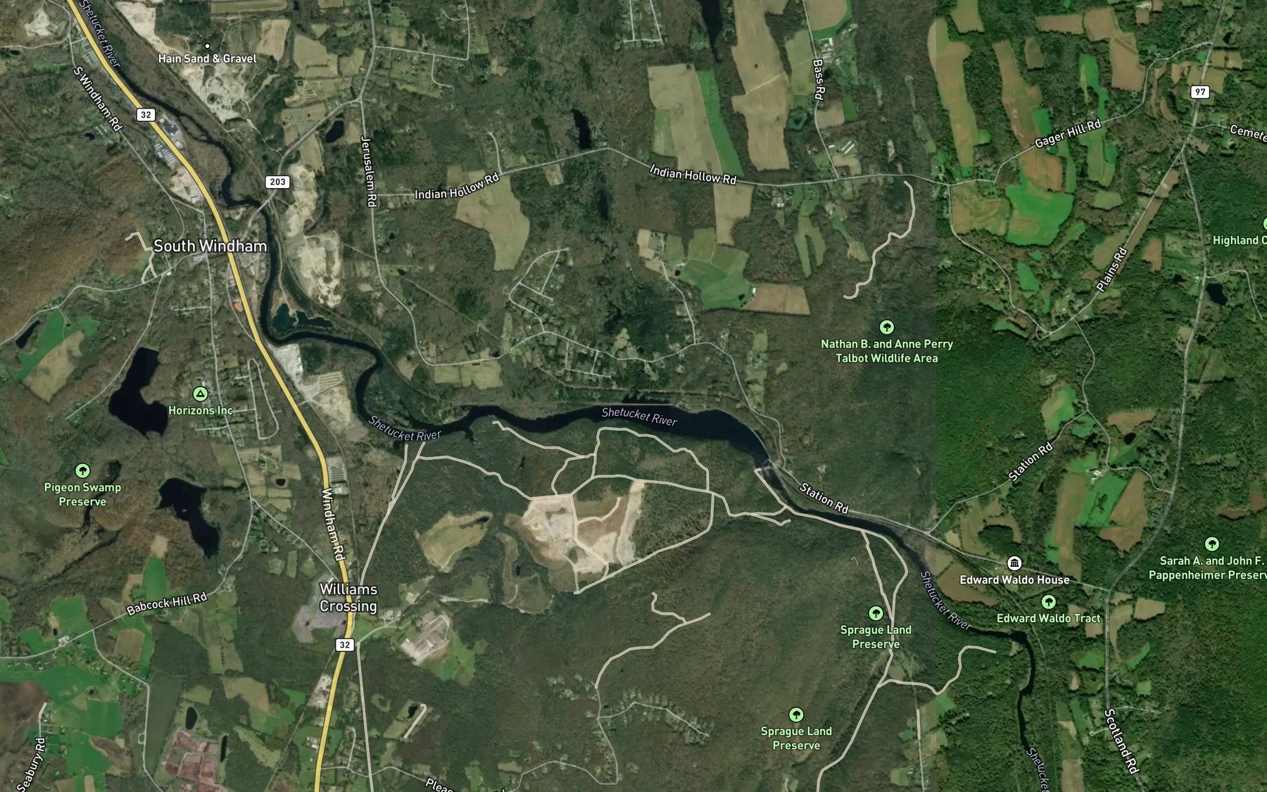 Satellite map of the Indian Hollow Brook