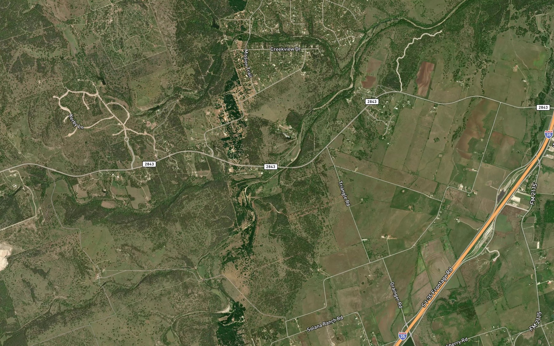Satellite map of the Buttermilk Creek