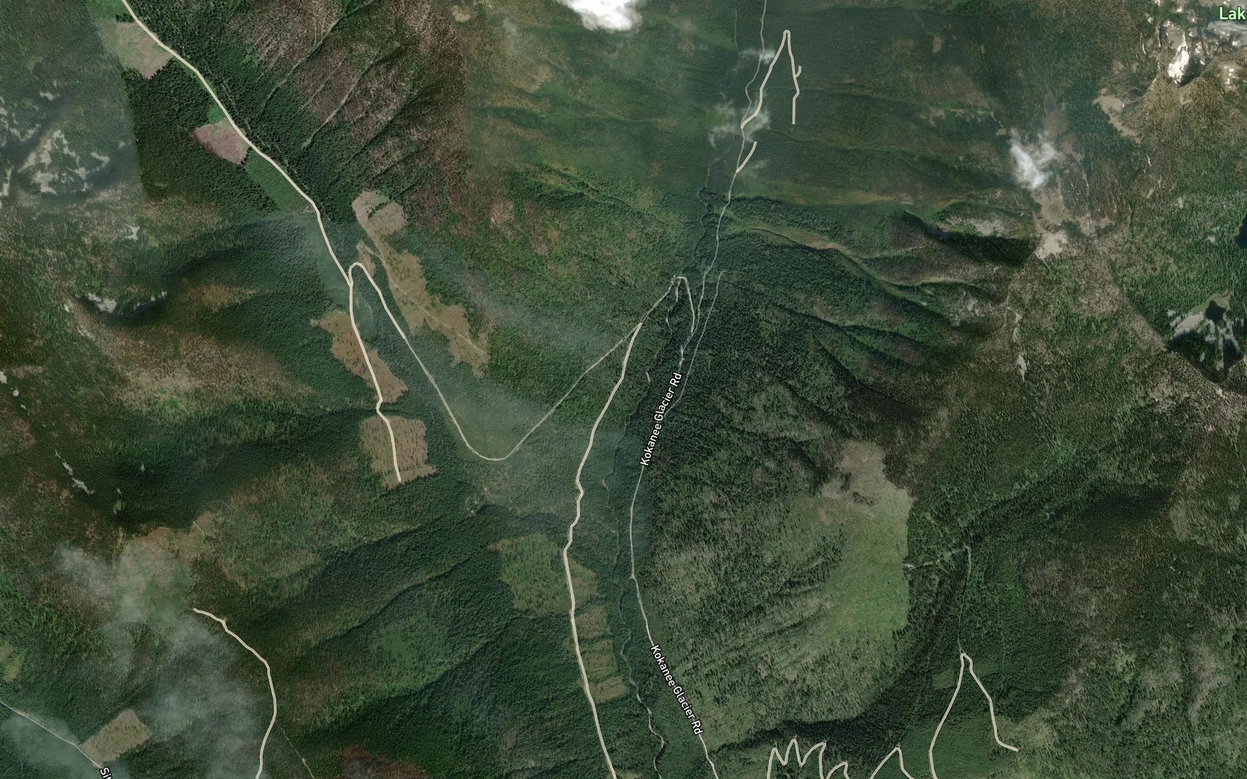 Satellite map of the Sunset Creek