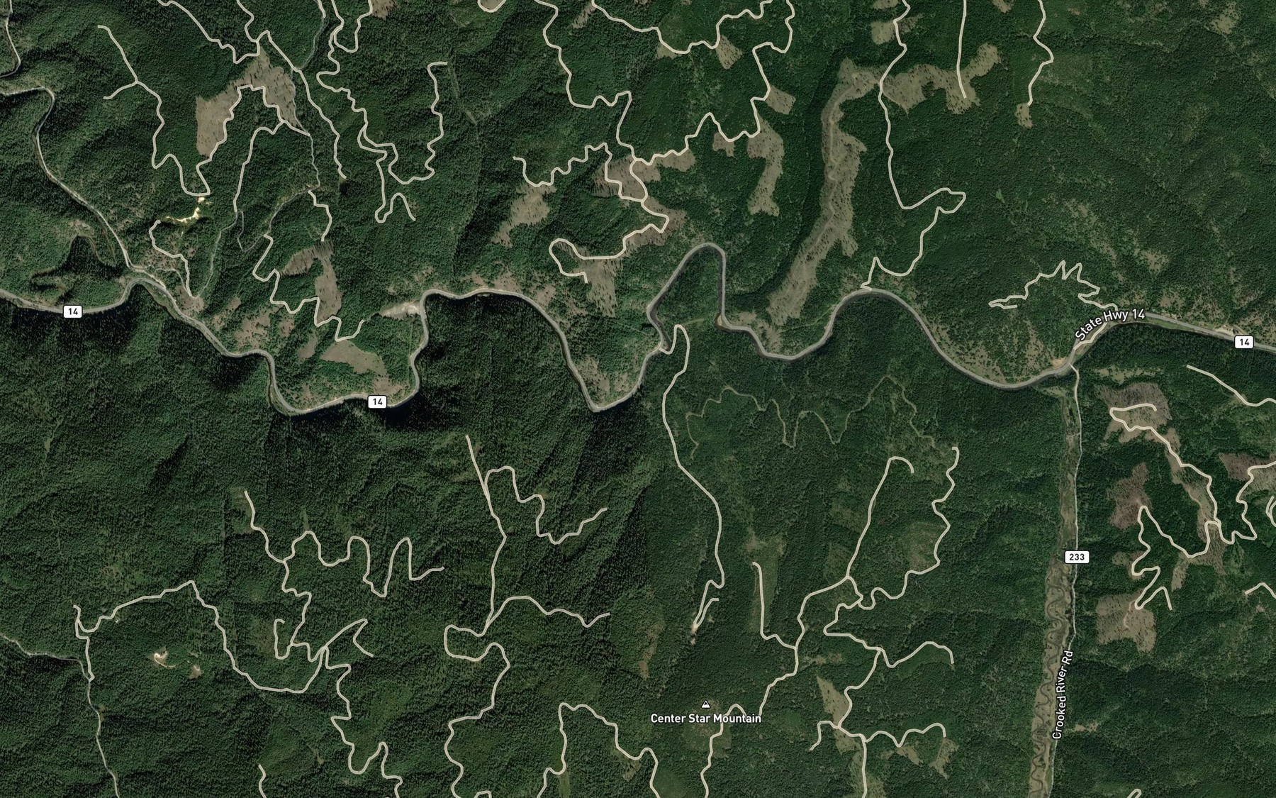 Satellite map of the Center Star Creek