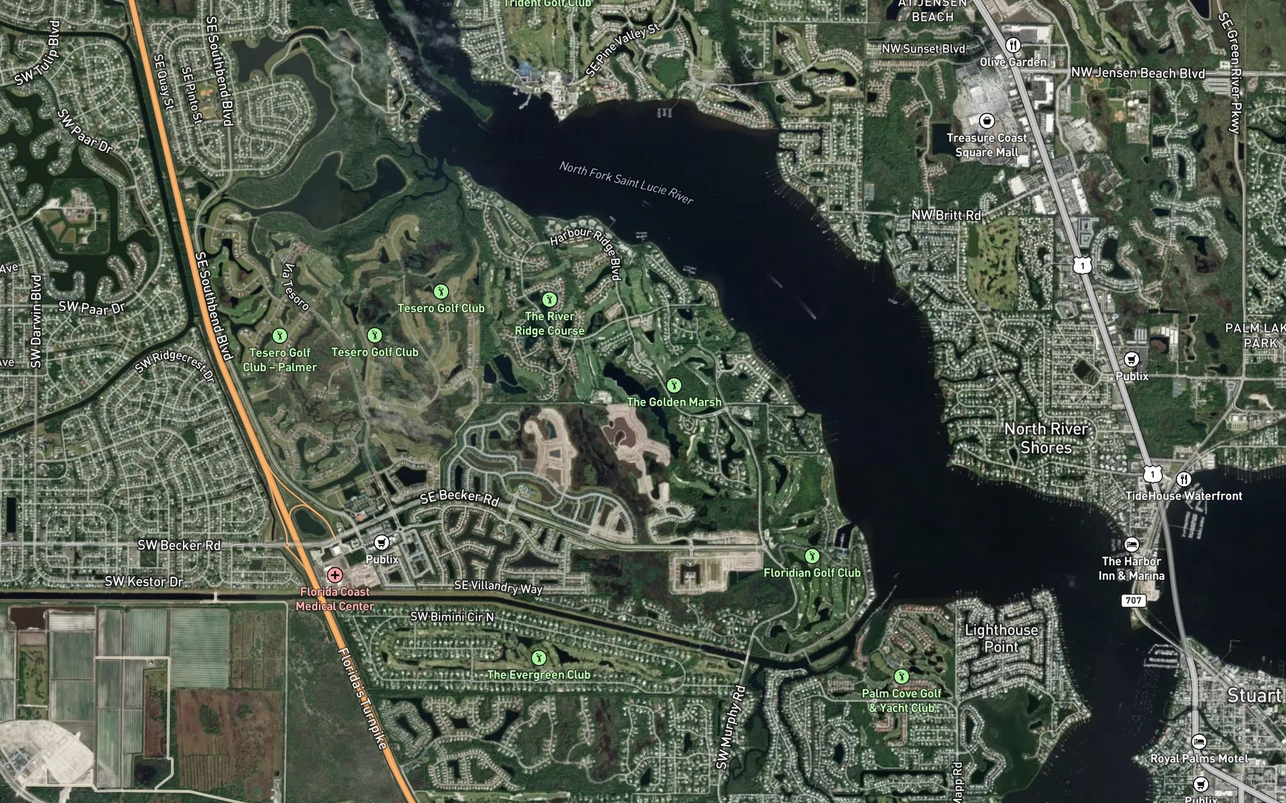 Satellite map of the Mile Lake