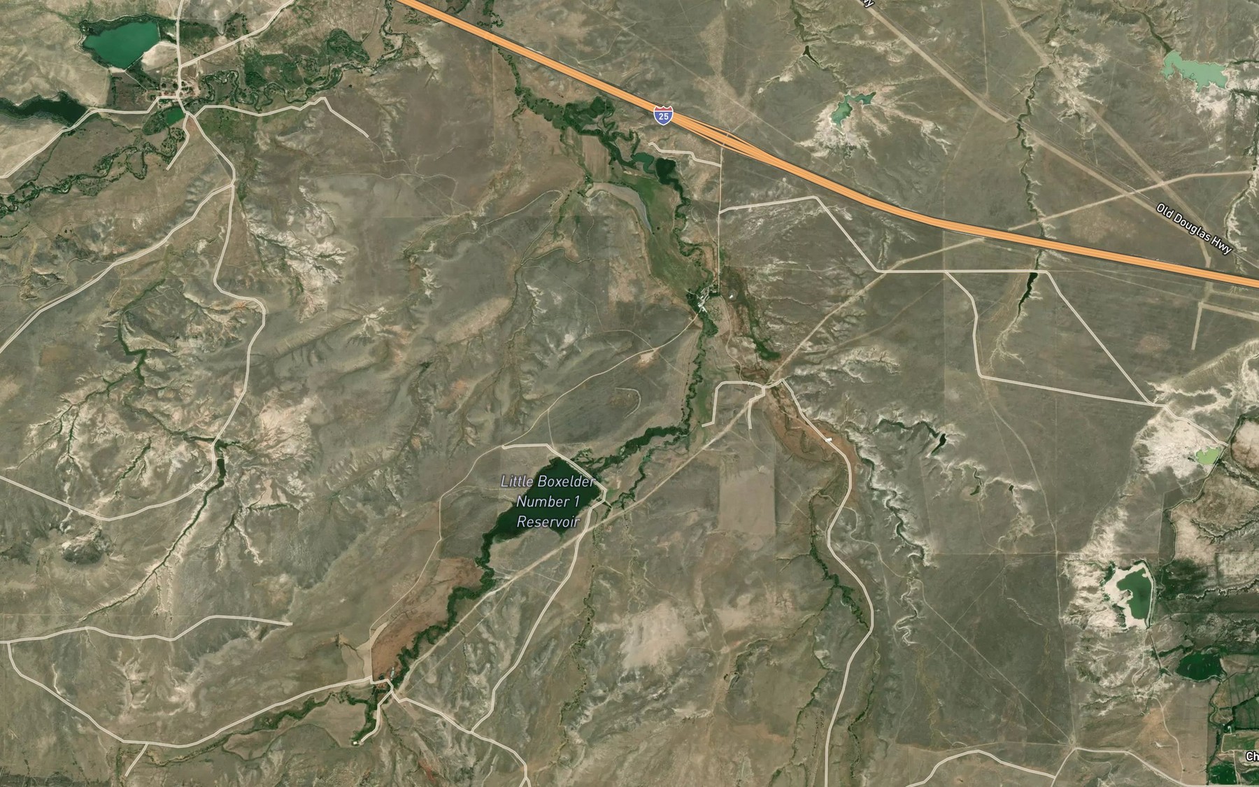 Satellite map of the Abney Number 1 Reservoir