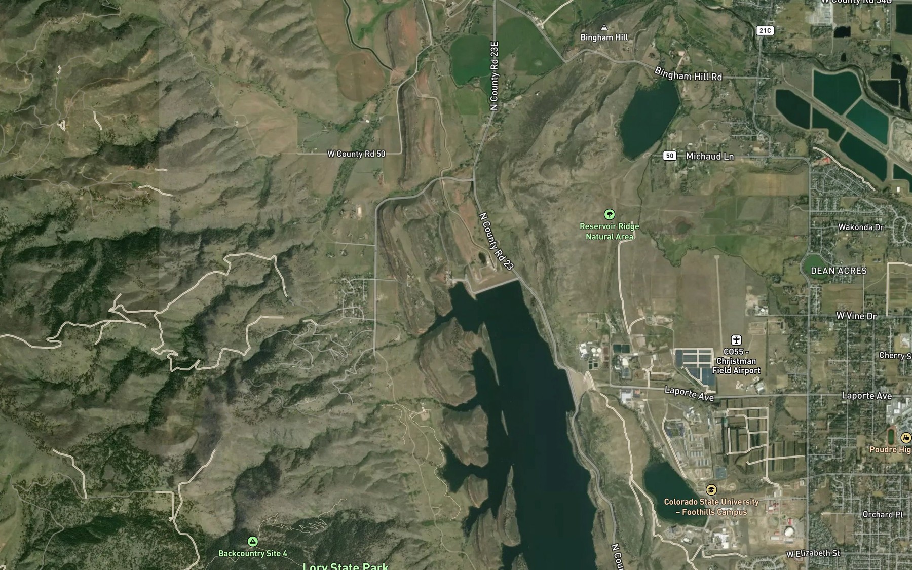 Satellite map of the North Boat Ramp