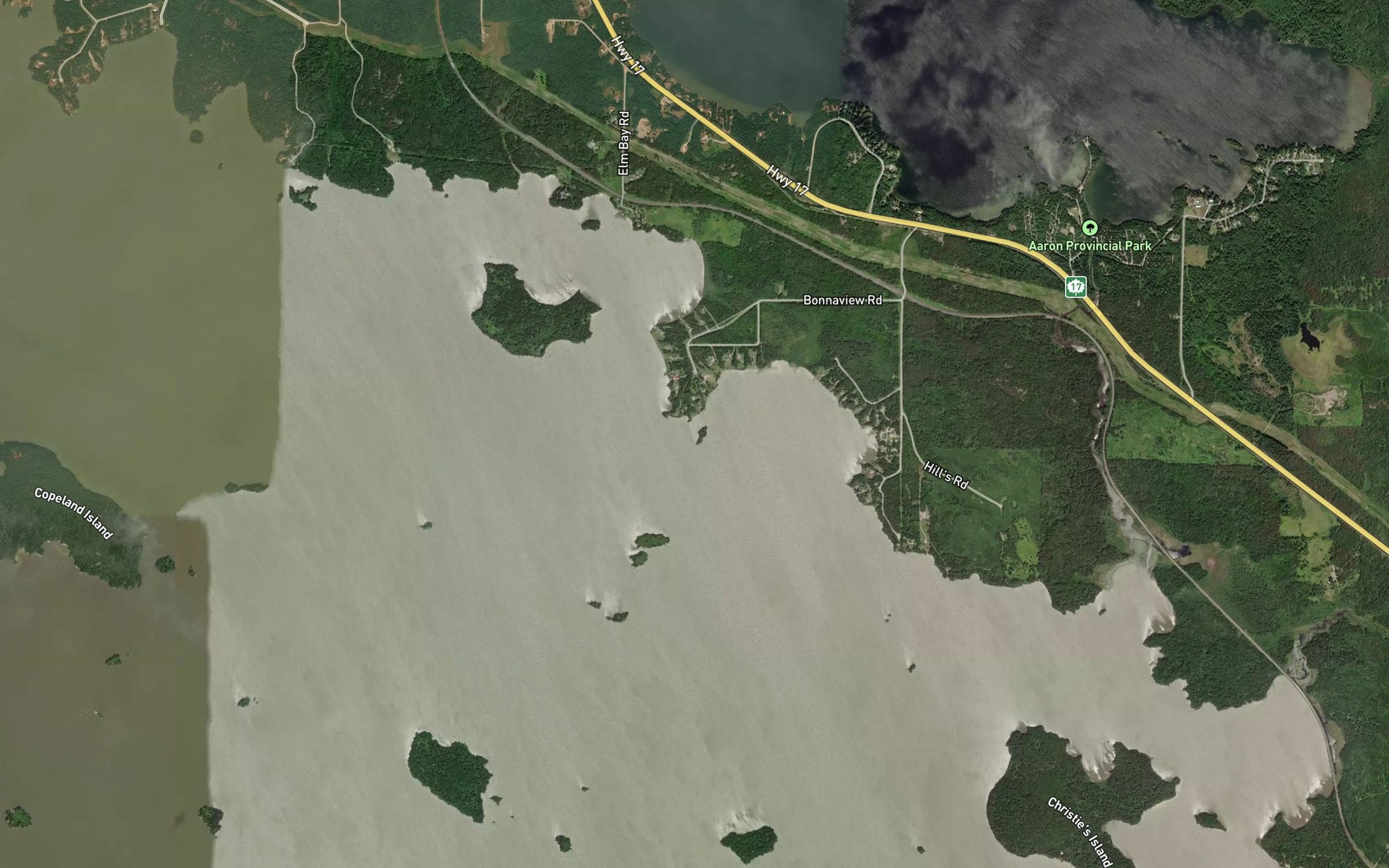 Satellite map of the Elm Bay