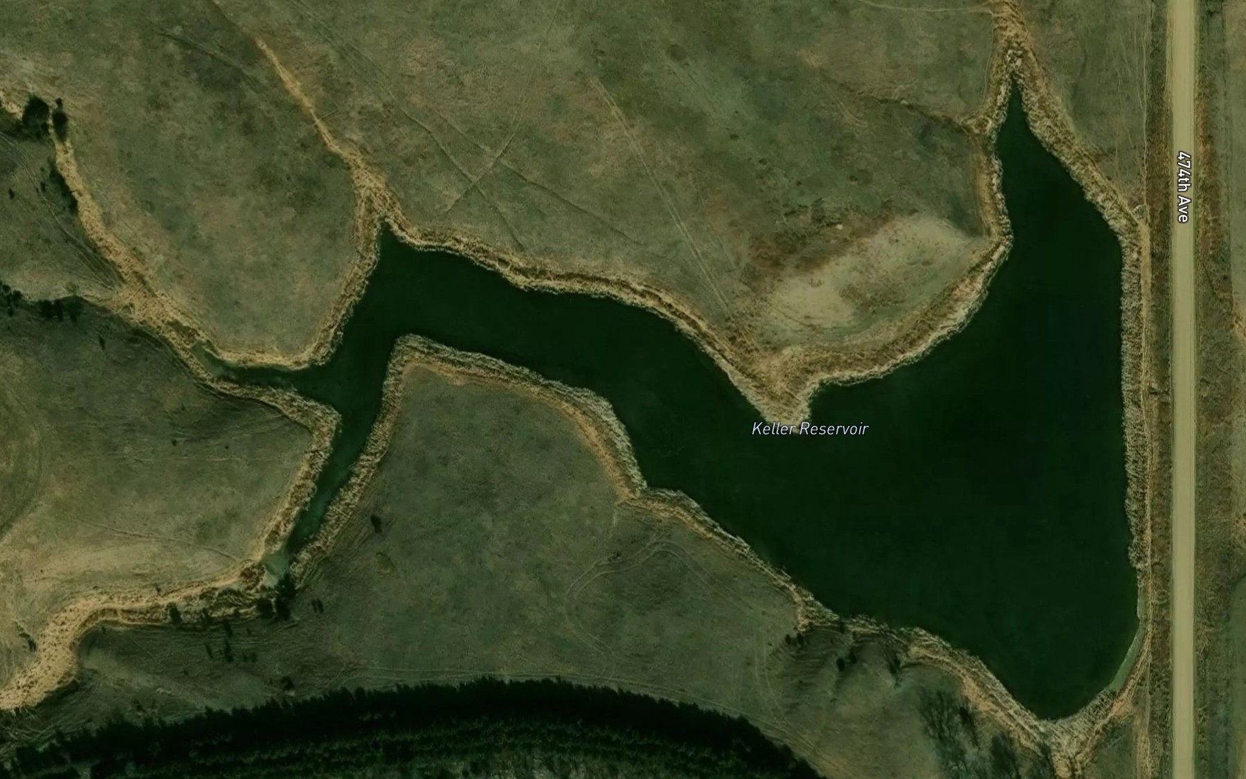 Satellite map of the Keller Reservoir