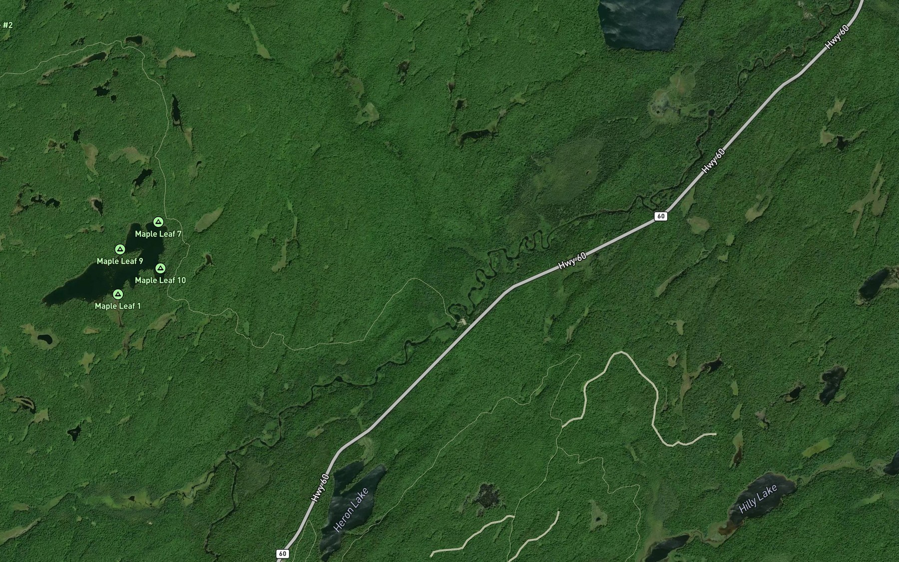Satellite map of the Guskewau Creek
