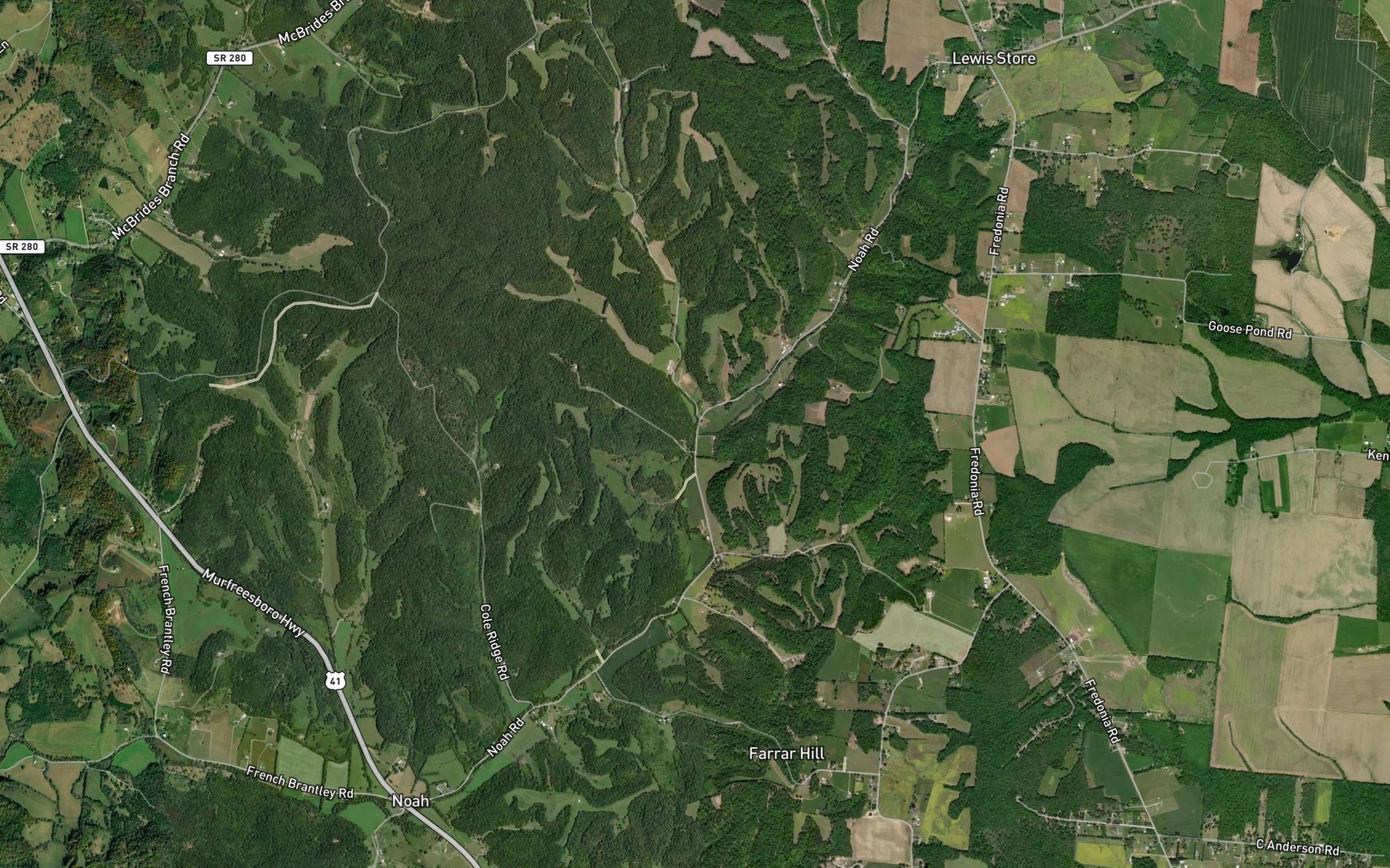 Satellite map of the Wisers Branch