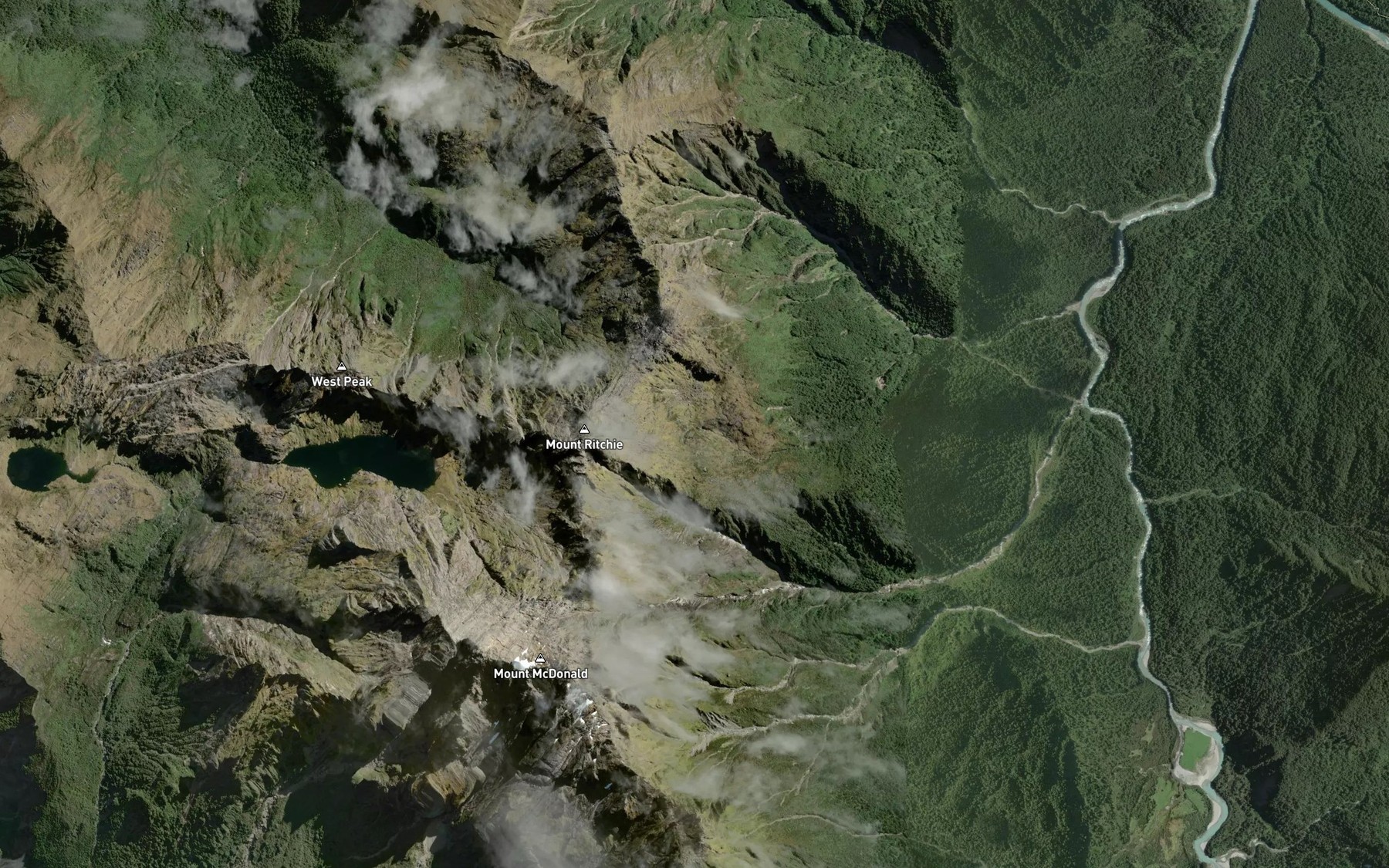Satellite map of the Purcell Creek