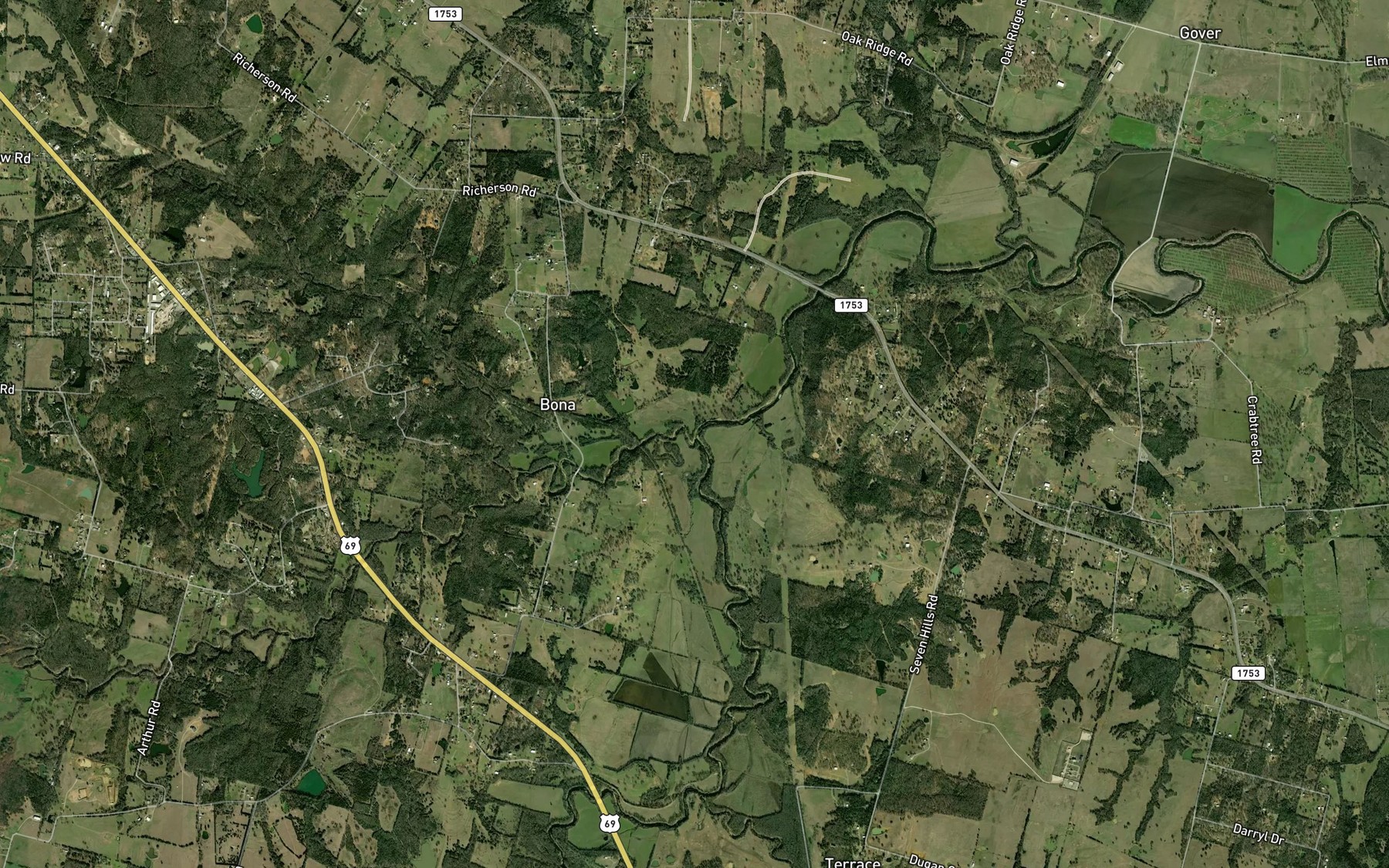 Satellite map of the Iron Ore Creek