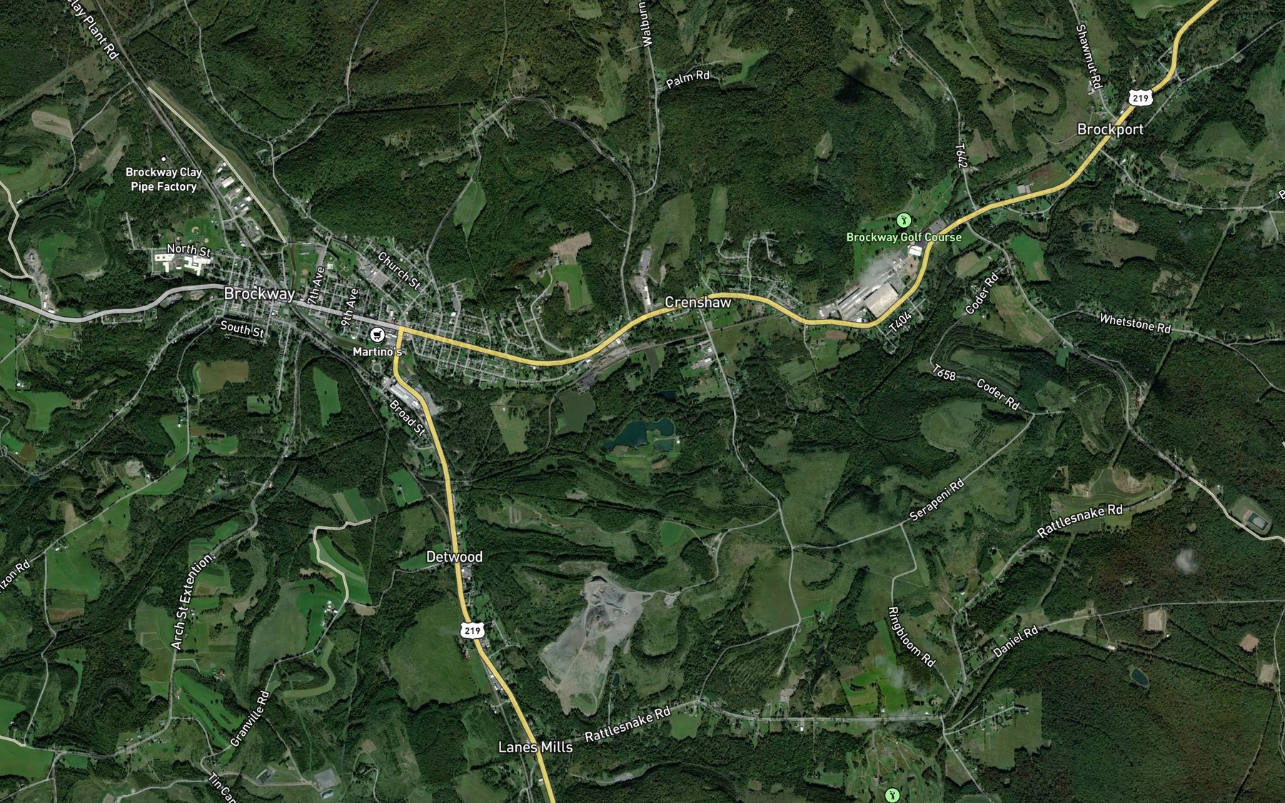 Satellite map of the Walburn Run