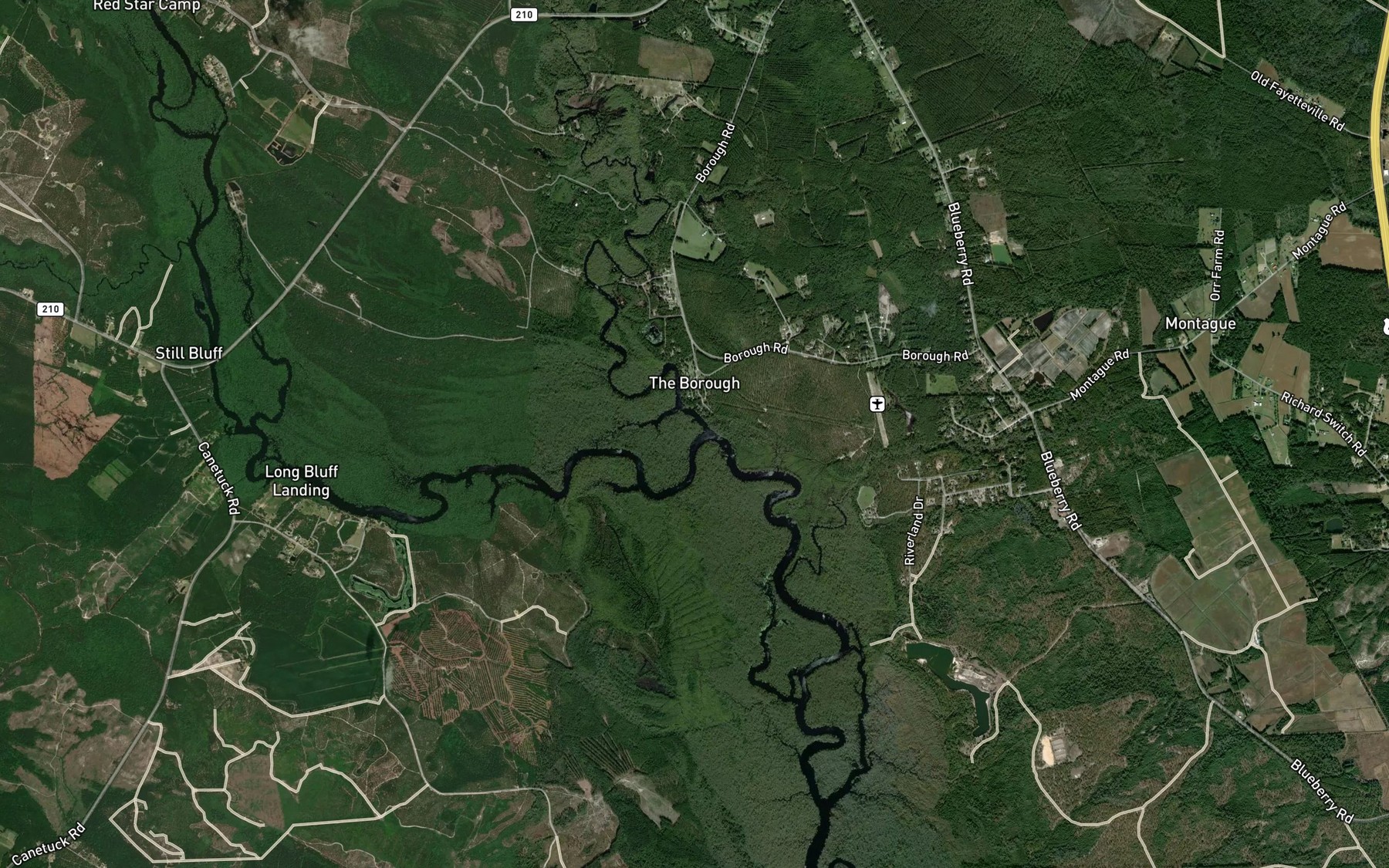 Satellite map of the Moores Creek