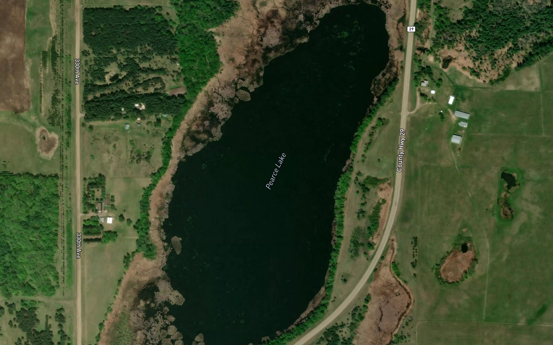 Satellite map of the Pearce Lake