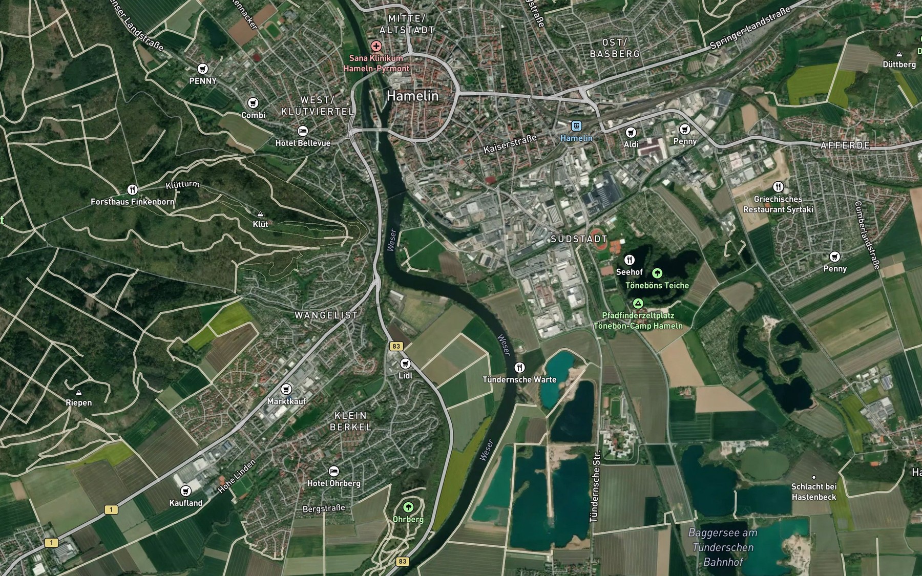 Satellite map of the Hamel