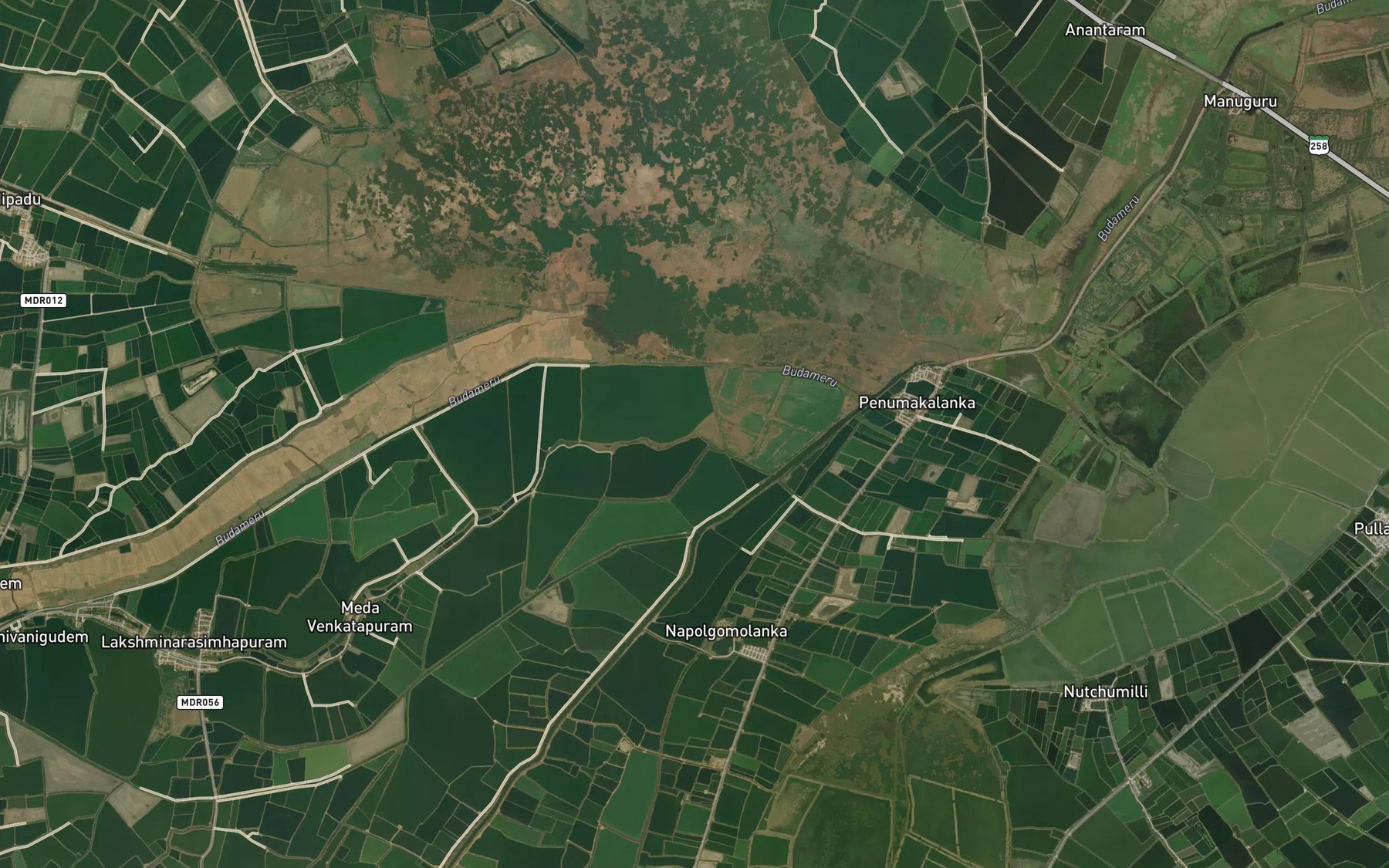 Satellite map of the Budimeru River