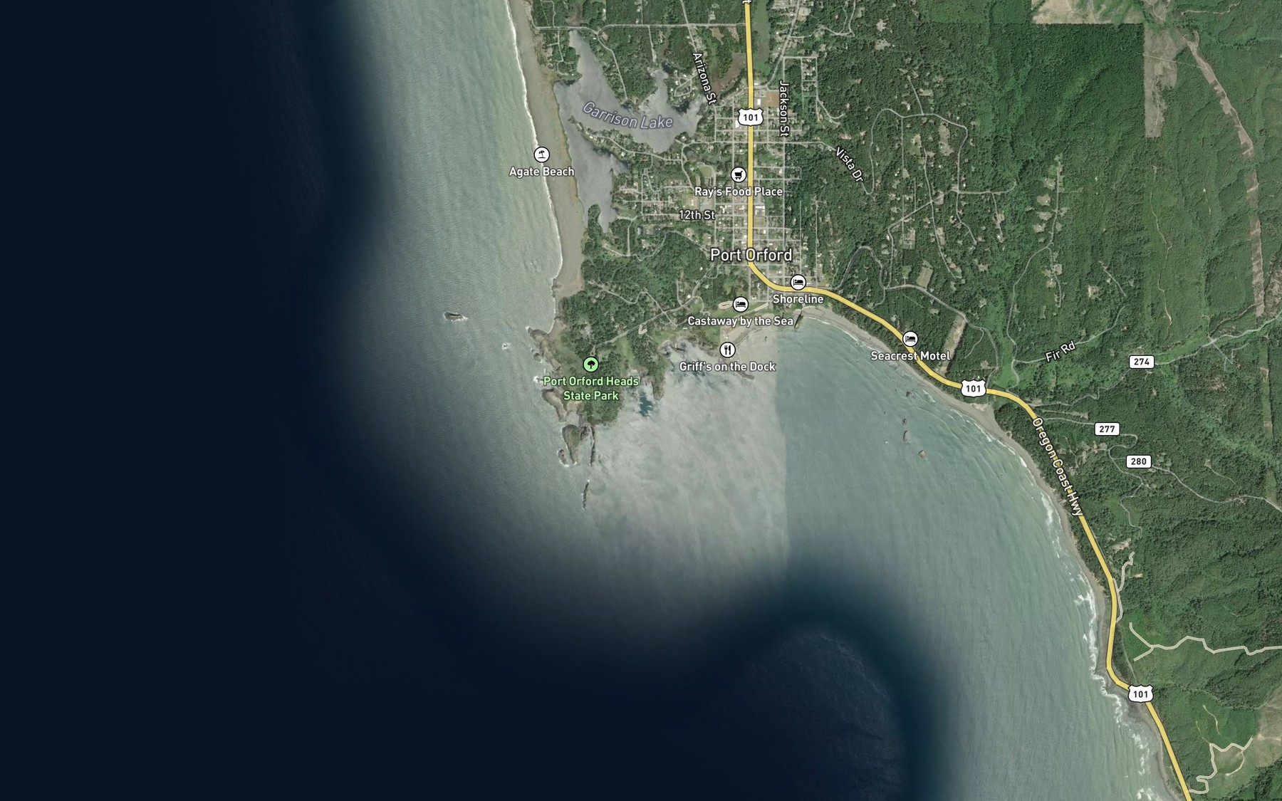 Satellite map of the Nellies Cove