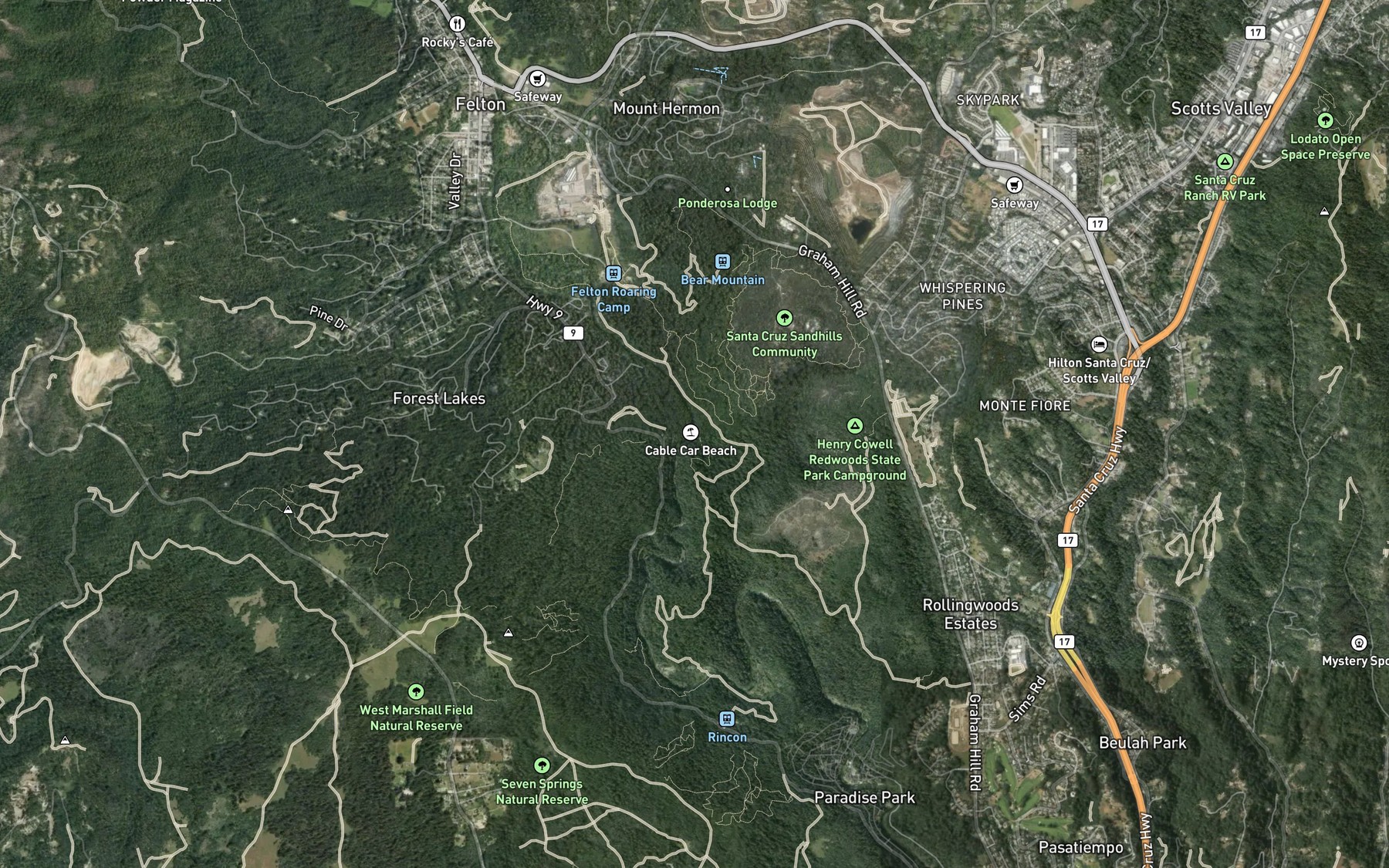 Satellite map of the Eagle Creek
