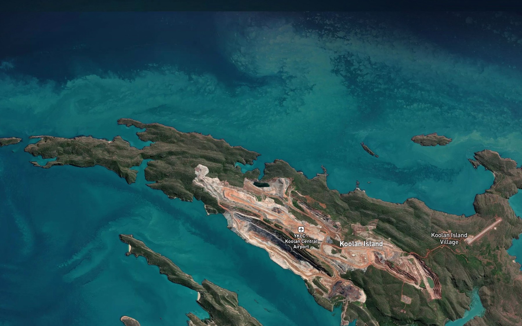 Satellite map of the Mullet Bay