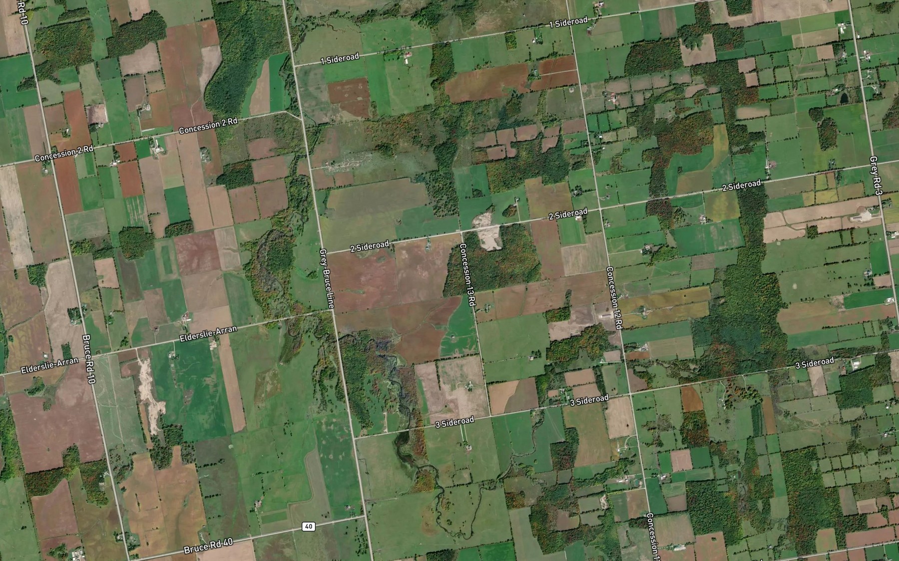 Satellite map of the Grimston Creek