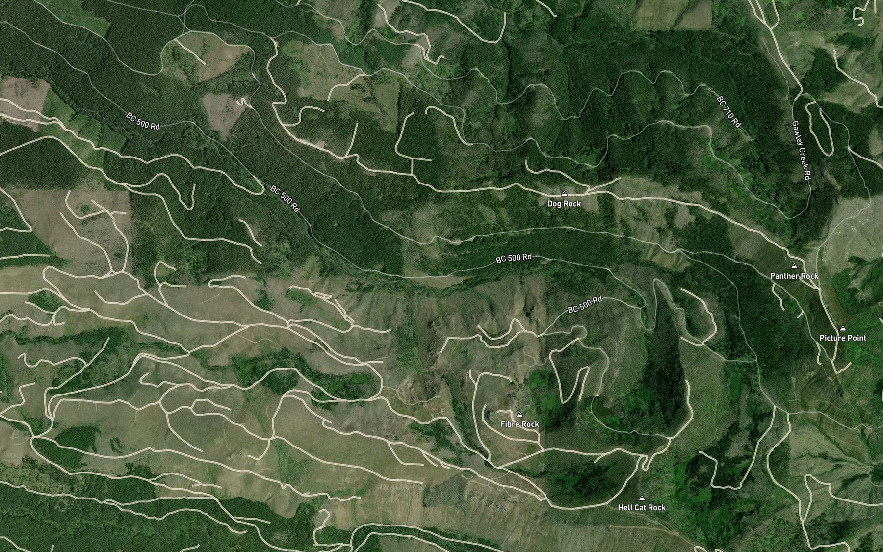 Satellite map of the South Fork Butte Creek