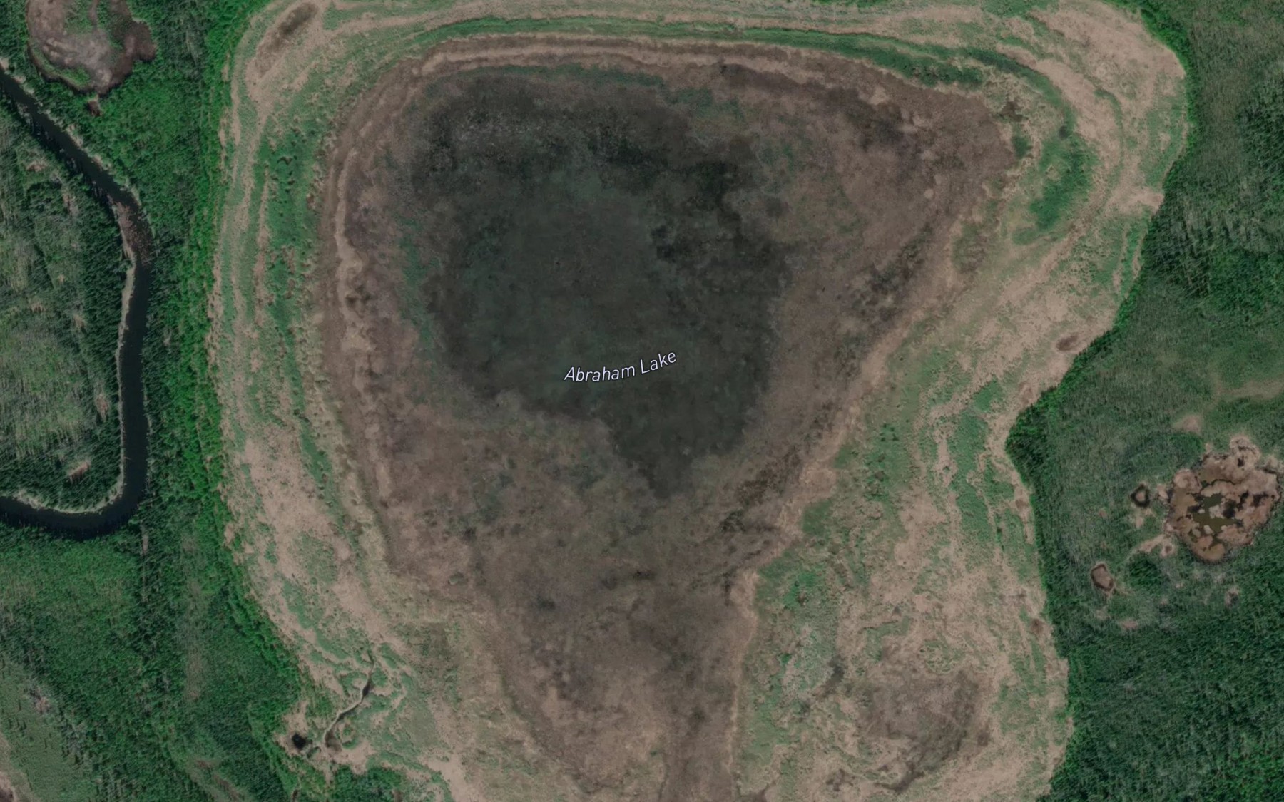 Satellite map of the Abraham Lake