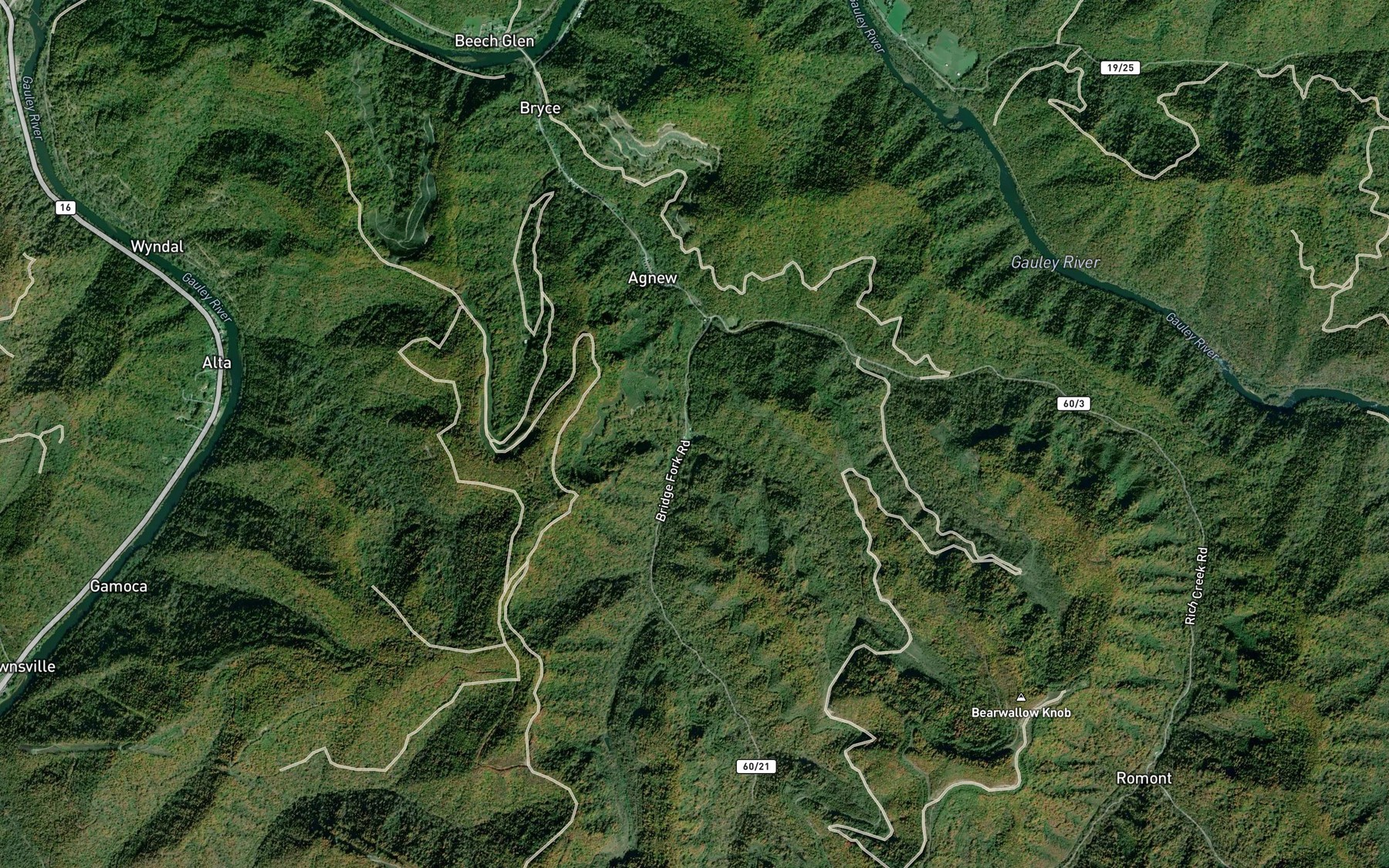 Satellite map of the Currycamp Fork
