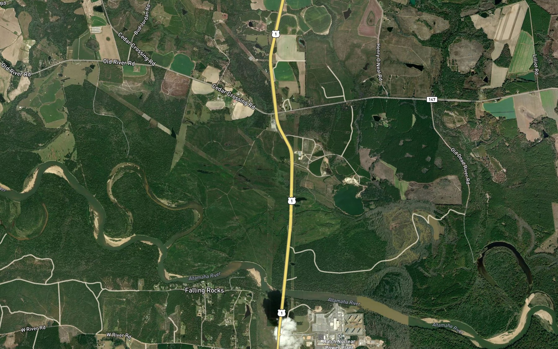 Satellite map of the Williams Creek