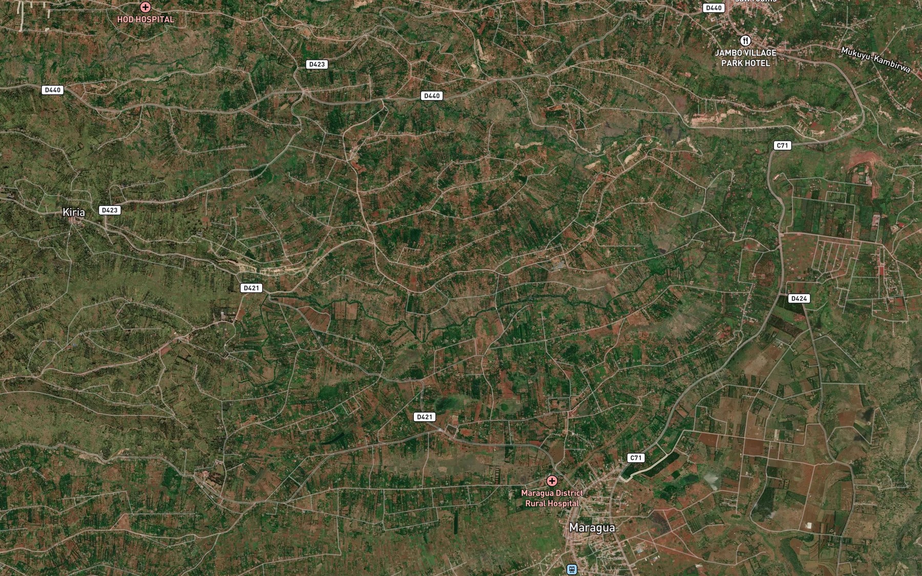 Satellite map of the Rutherfoord Falls