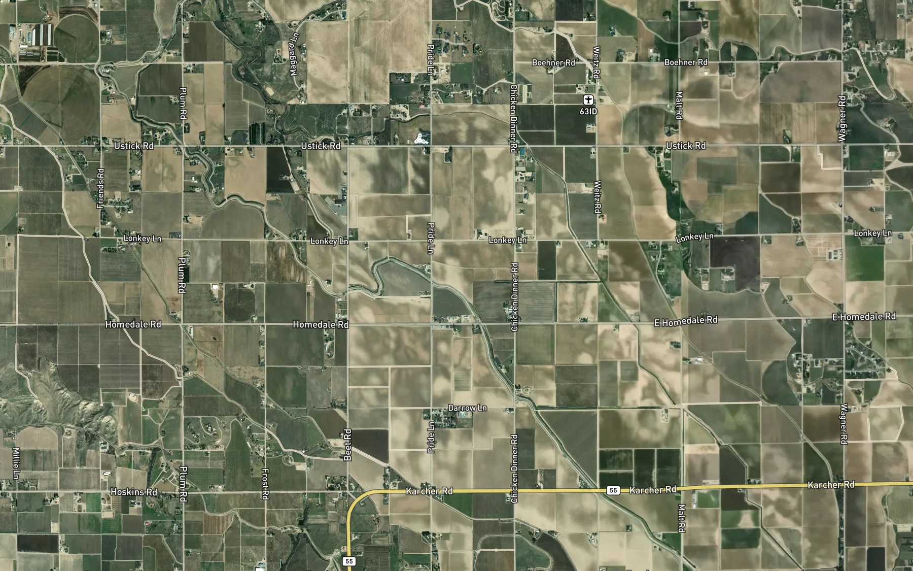 Satellite map of the Lamm Drain