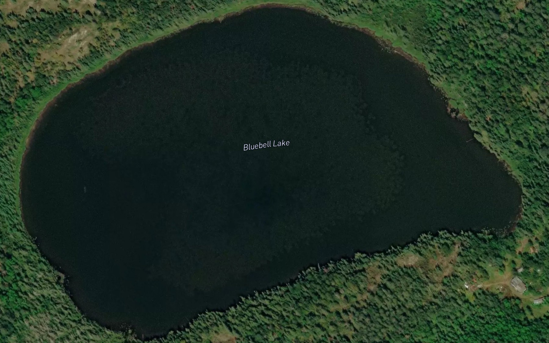 Satellite map of the Bluebell Lake