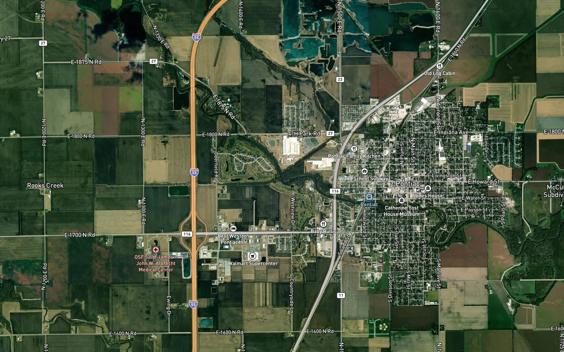 Satellite map of the Rooks Creek