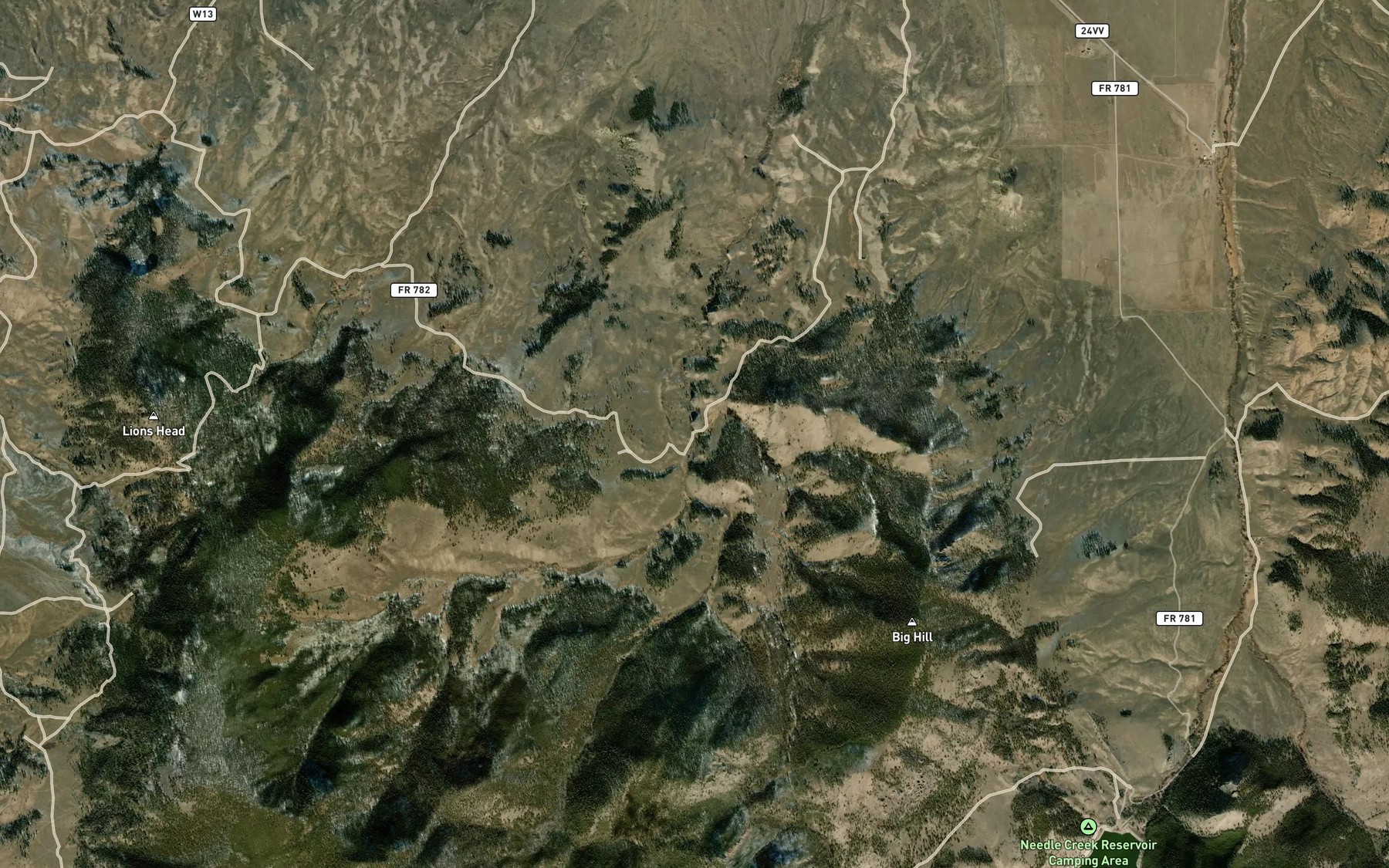 Satellite map of the Right Hand Barret Creek