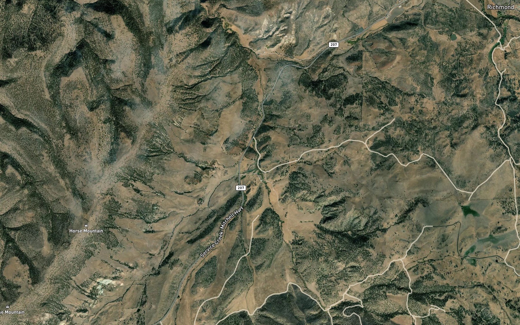 Satellite map of the Melvina Creek