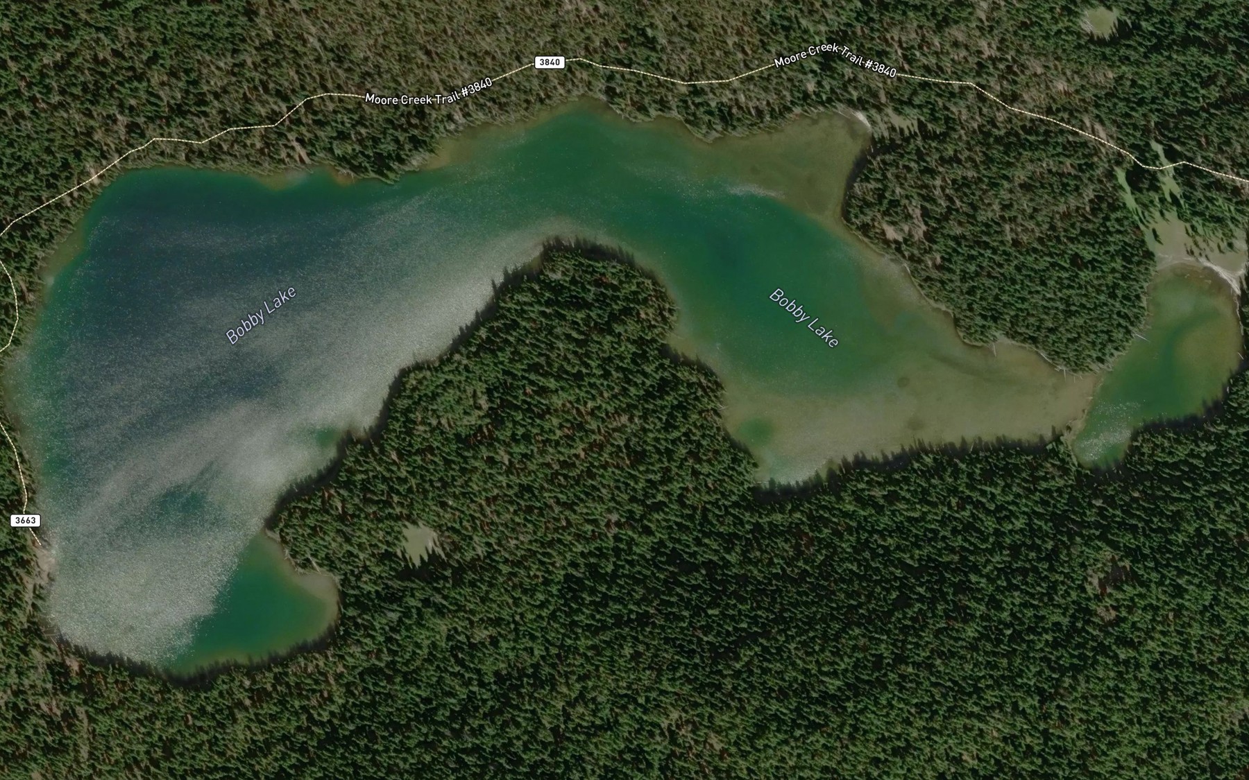 Satellite map of the Bobby Lake