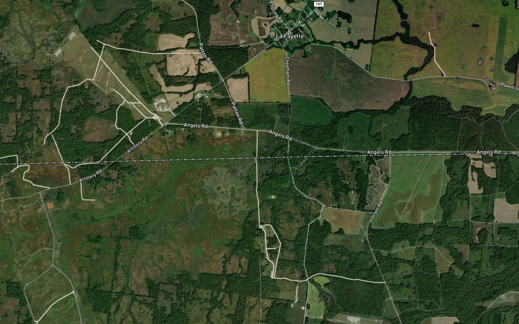 Satellite map of the Weavers Creek