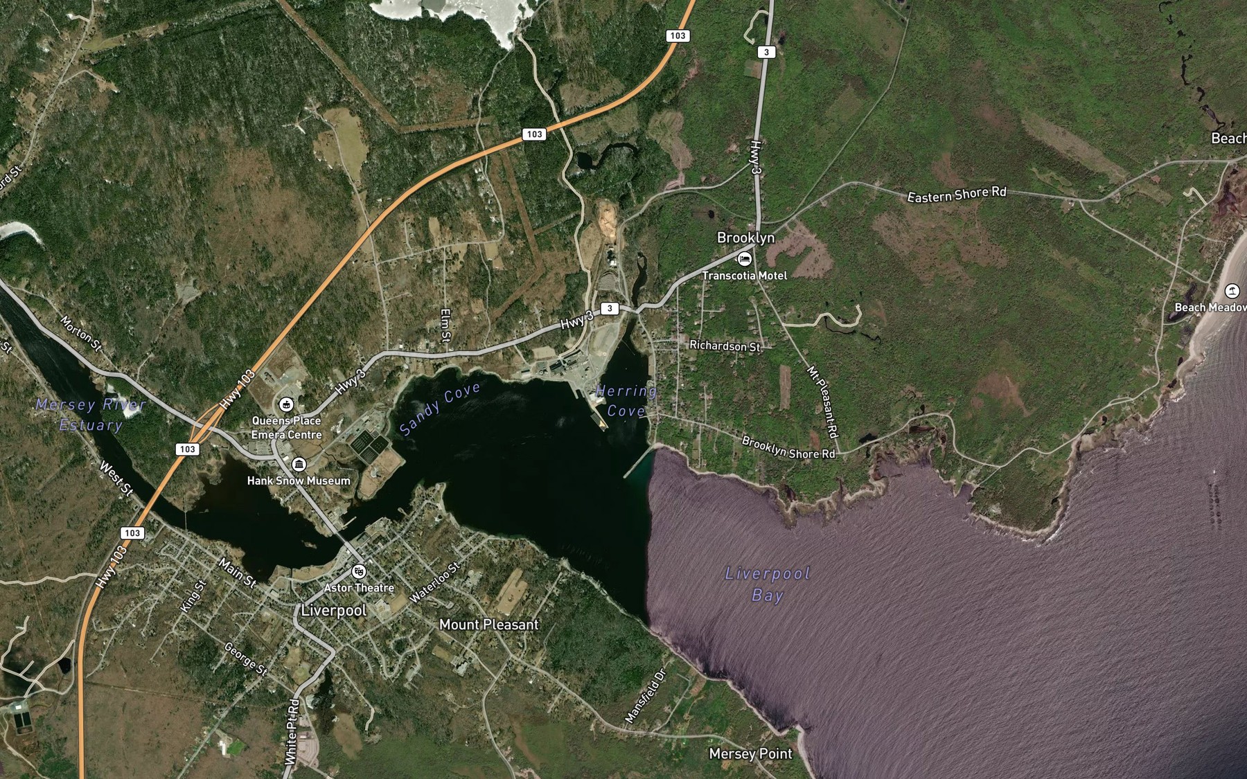 Satellite map of the Herring Cove
