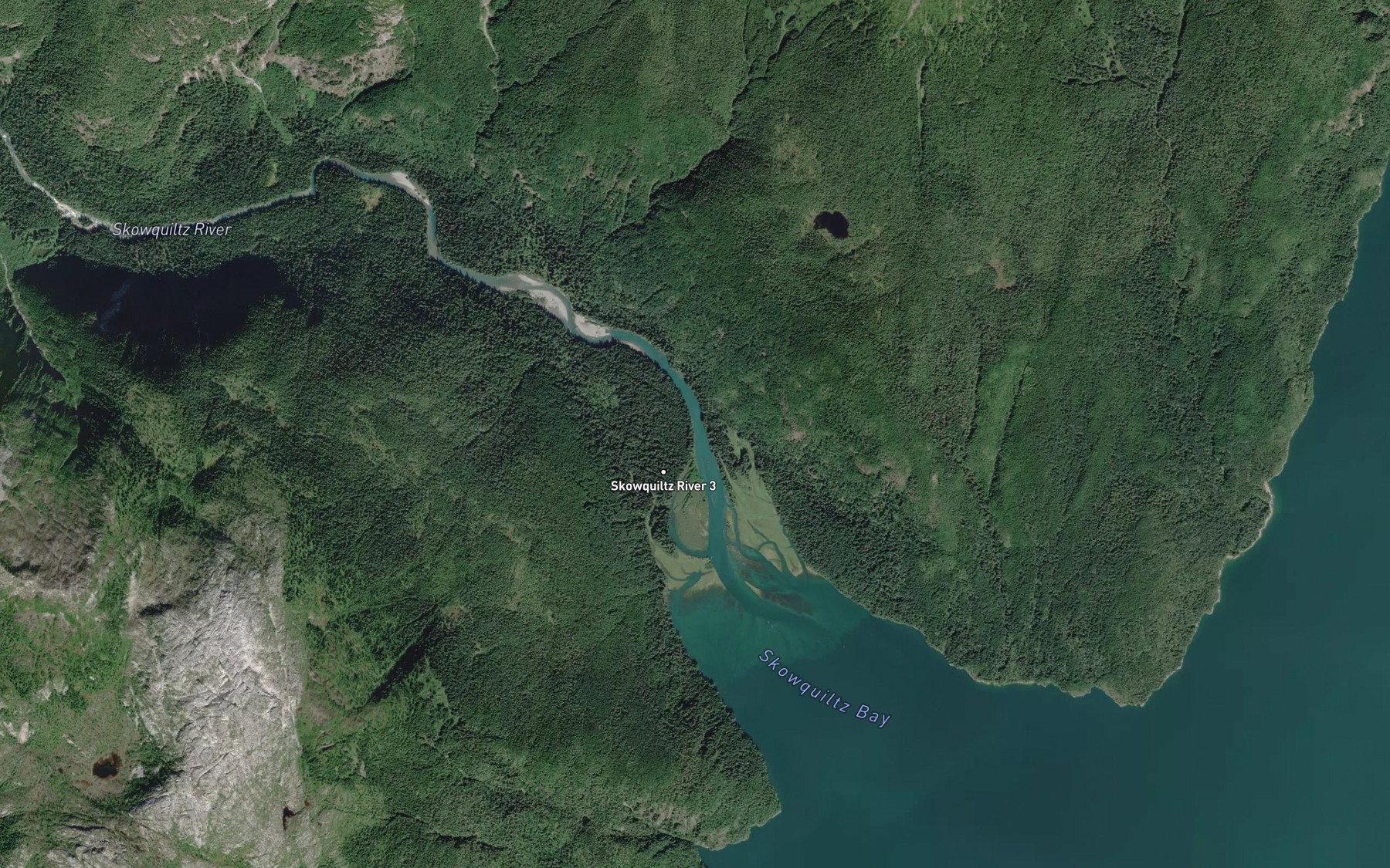Satellite map of the Skowquiltz River