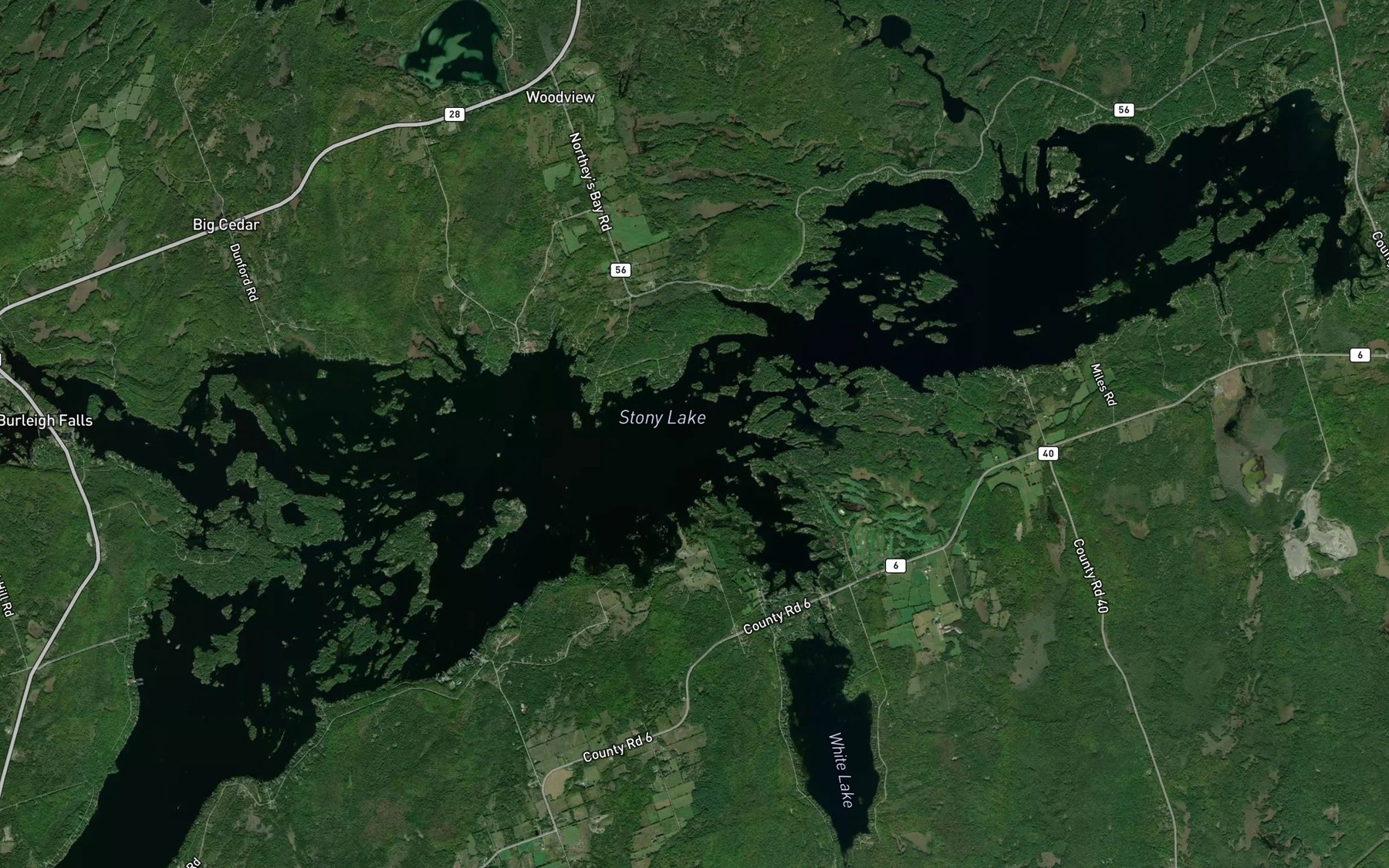 Satellite map of the Stony Lake