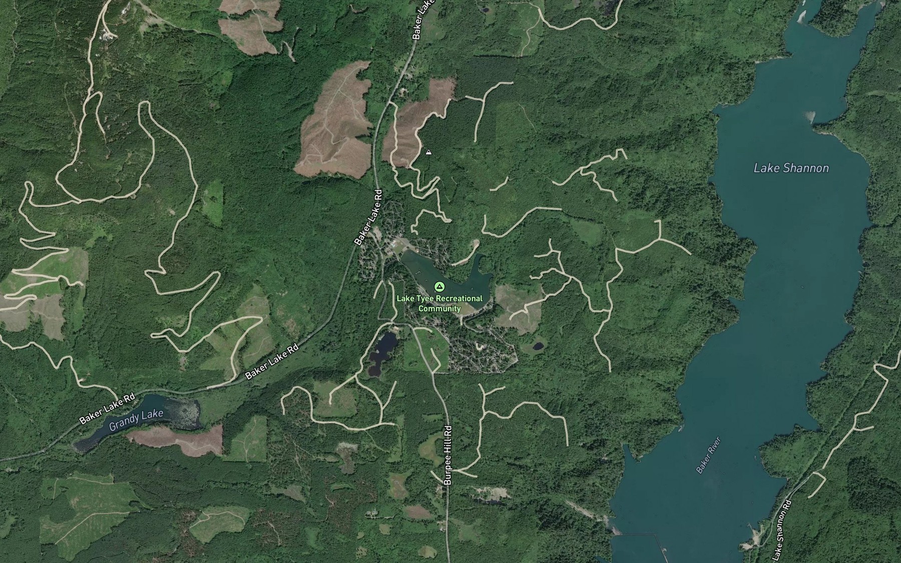 Satellite map of the Skagit Lake