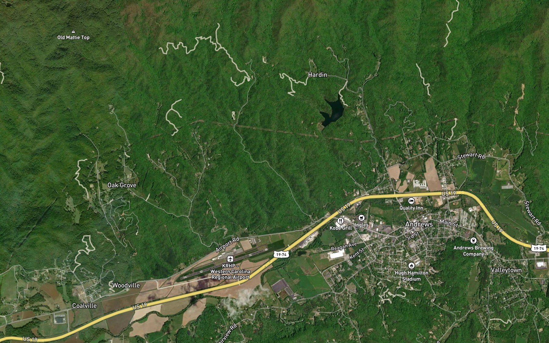 Satellite map of the Moody Branch