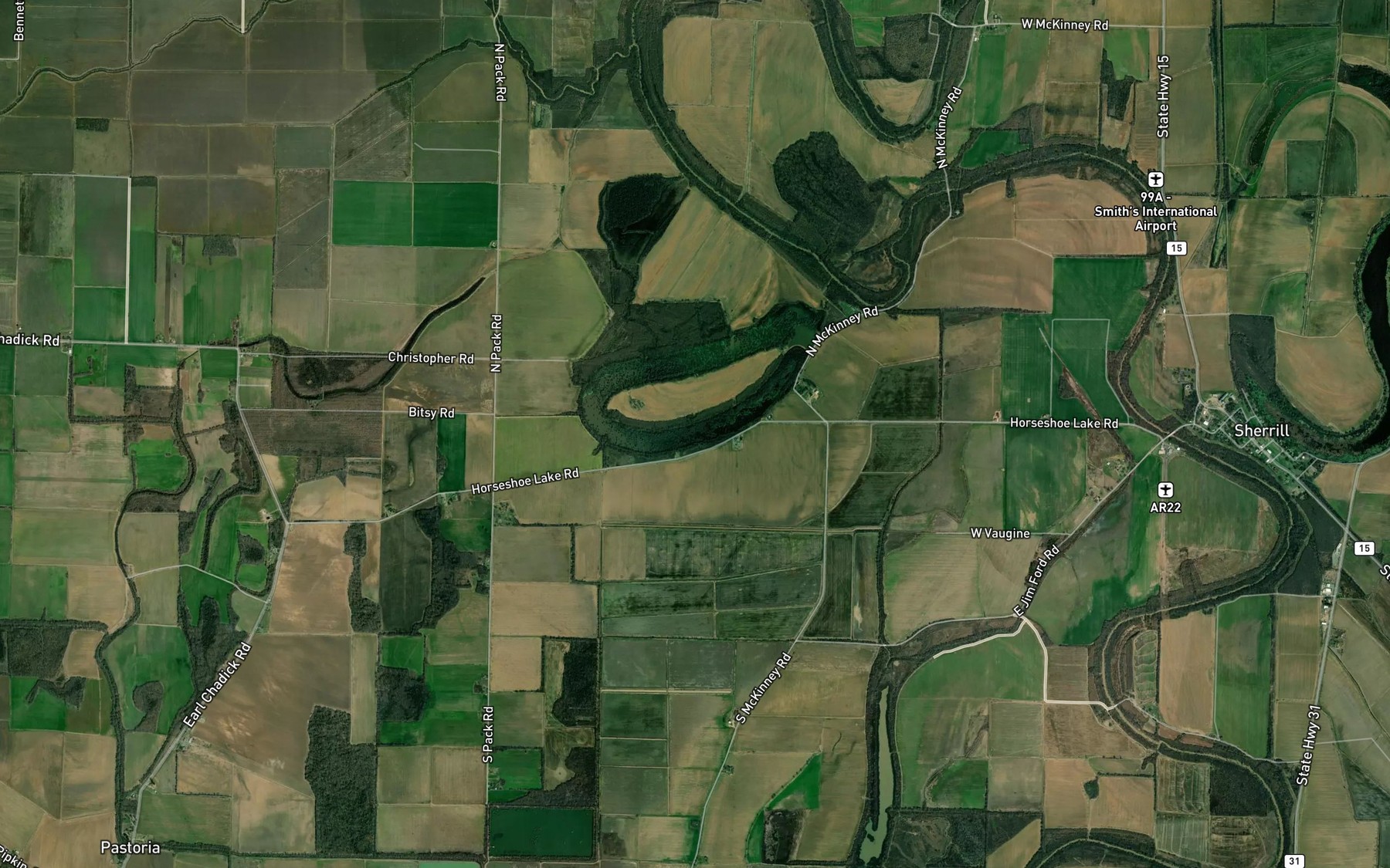 Satellite map of the Horseshoe Lake