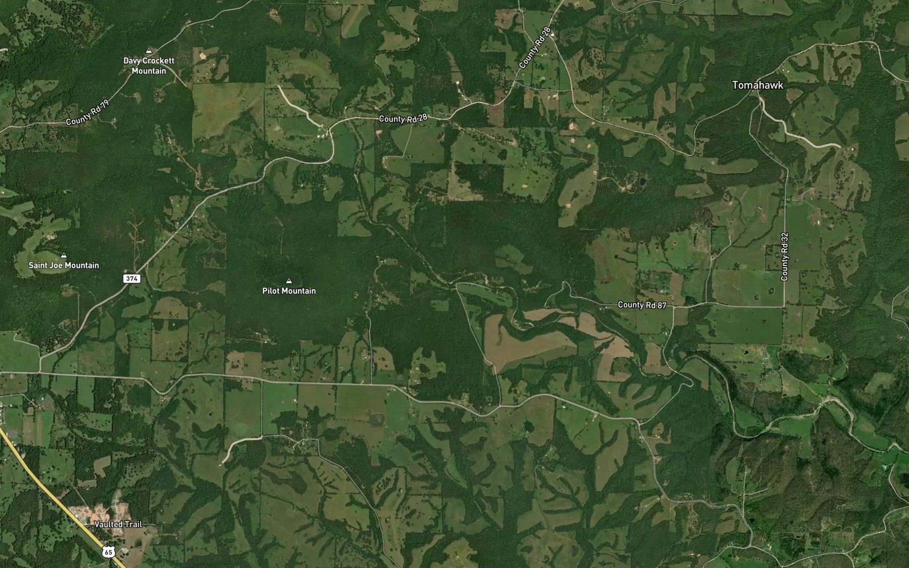 Satellite map of the Baker Spring Branch